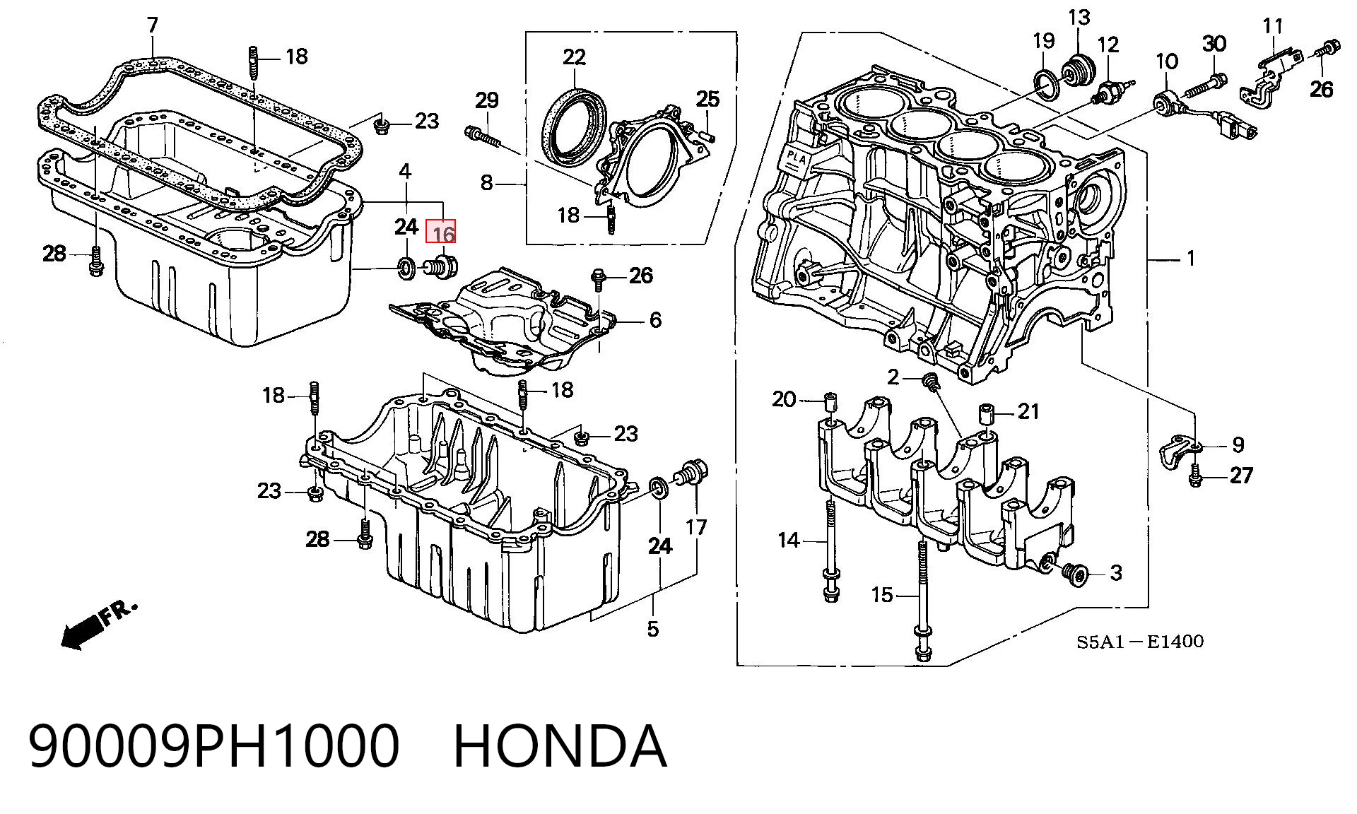 90009PH1000 Honda Korek miski olejowej silnika