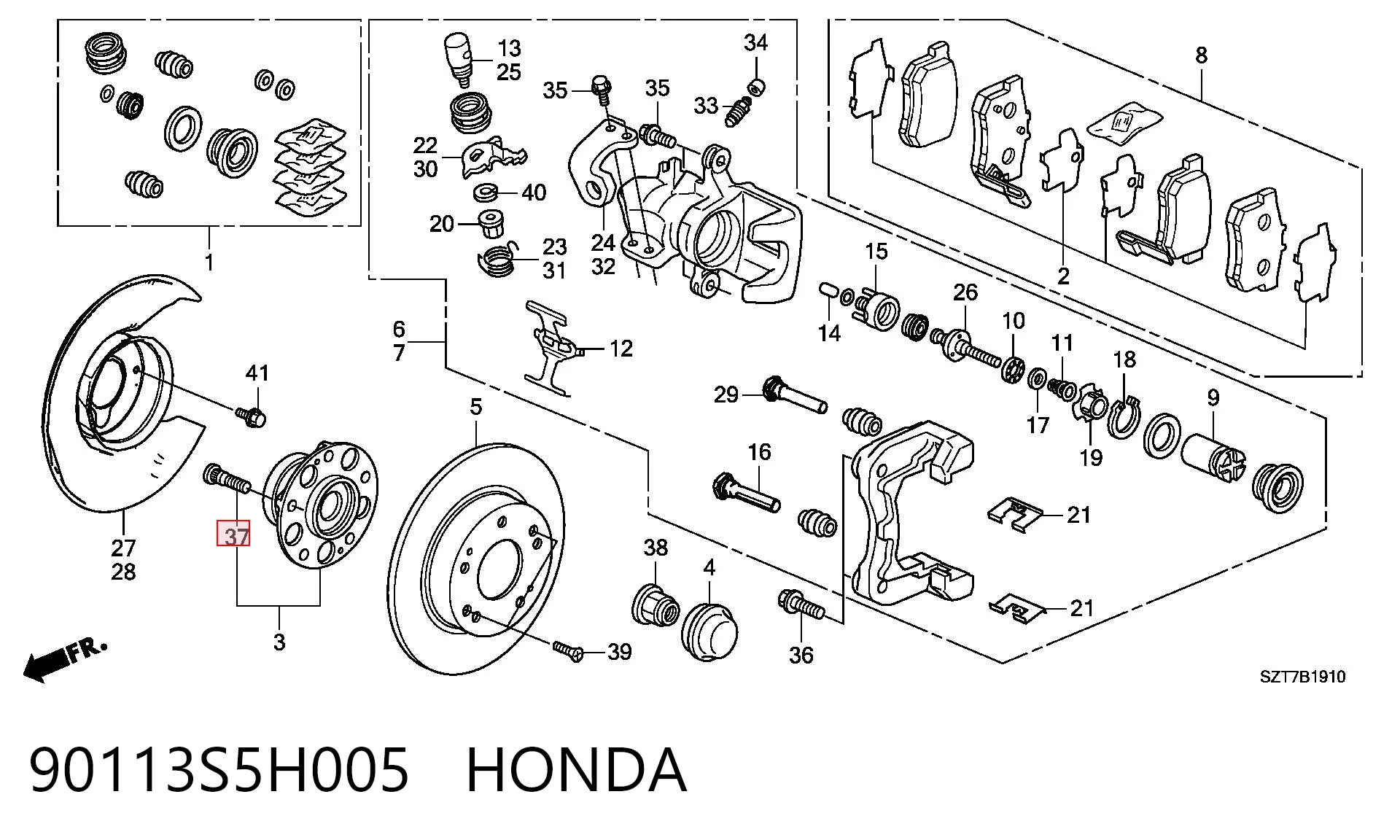 90113S5H005 Honda Szpilka koła tylna