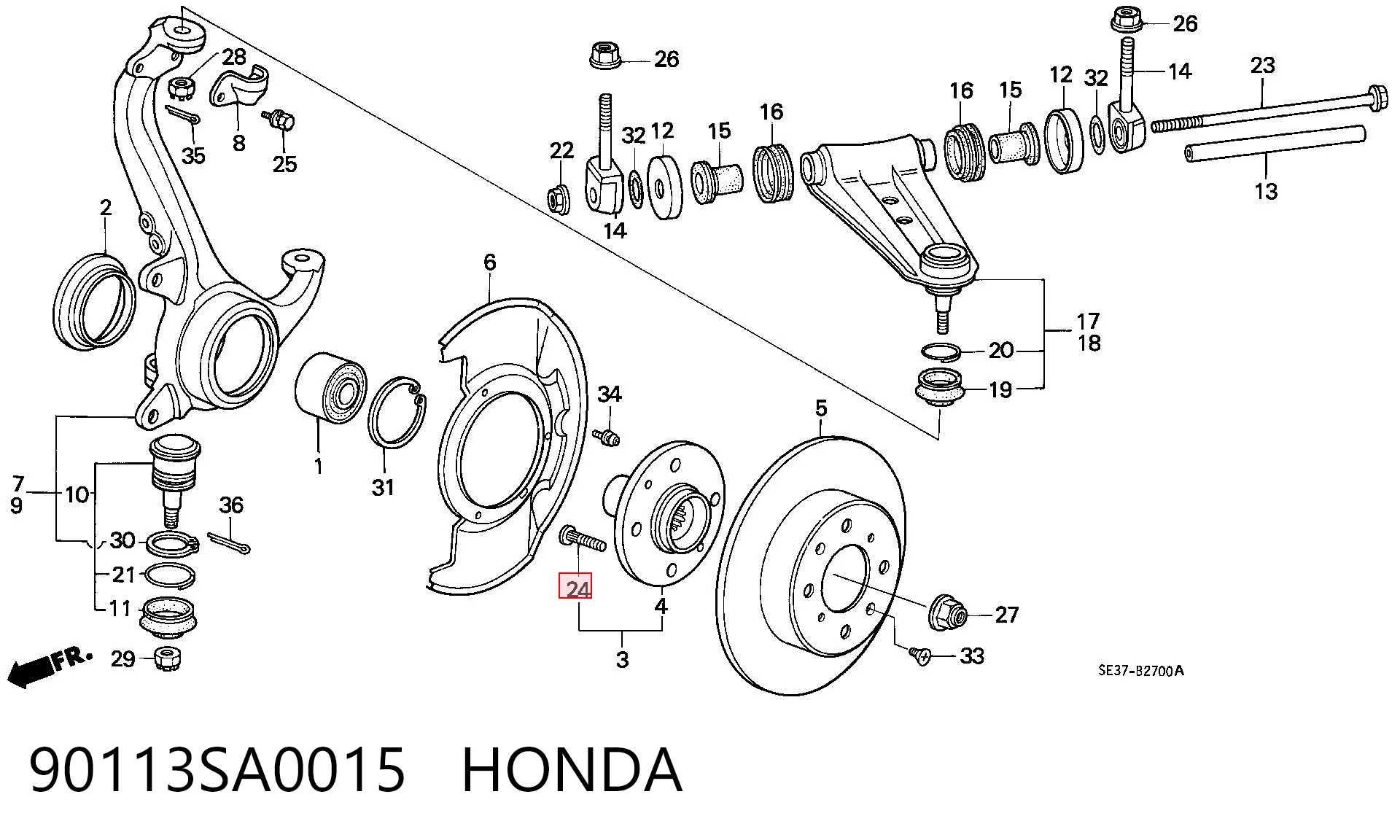 90113SA0015 Honda Szpilka koła tylna
