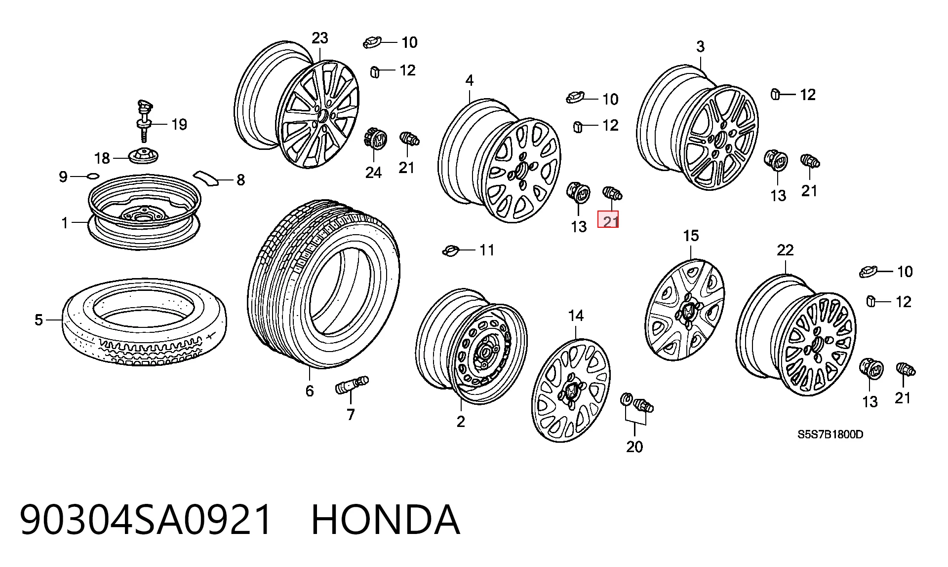  Nakrętka koła Honda Civic 10