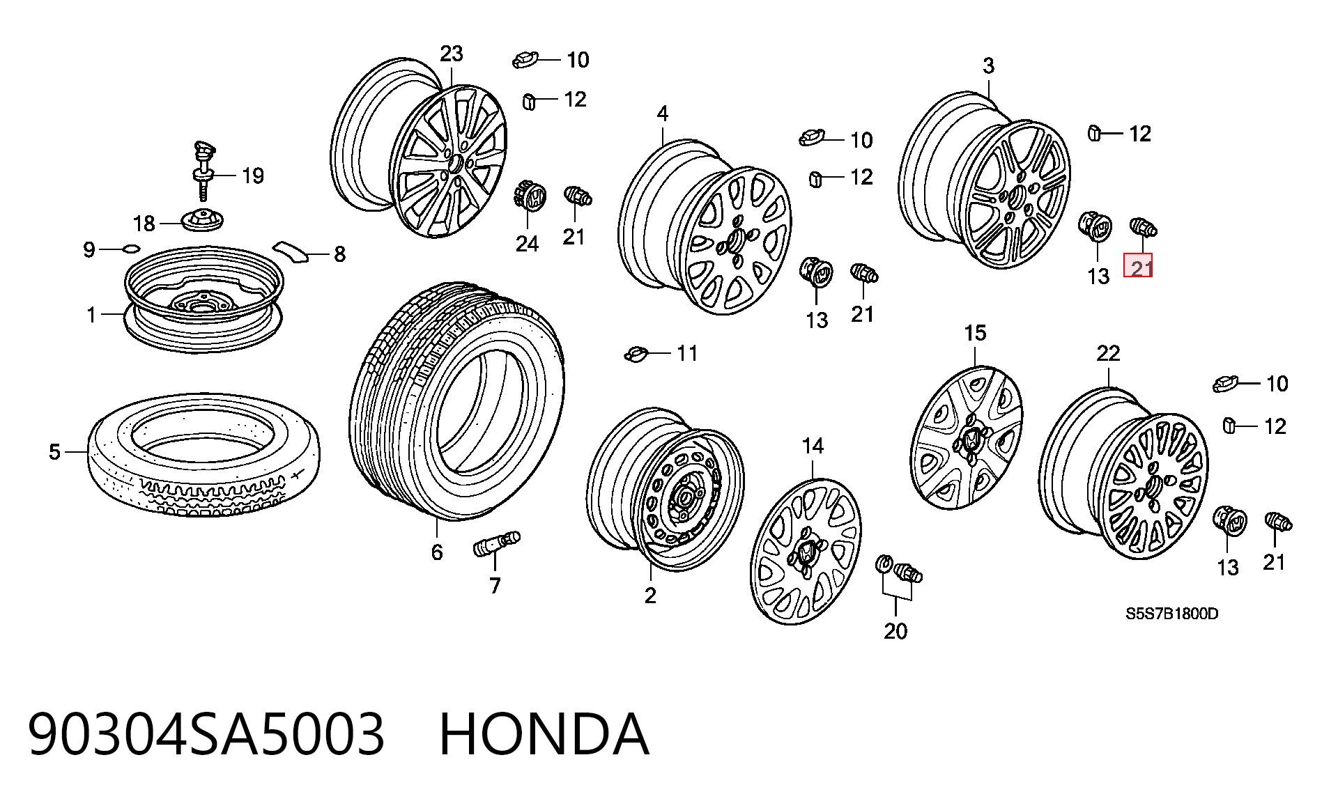 Nakrętka koła Honda Civic X