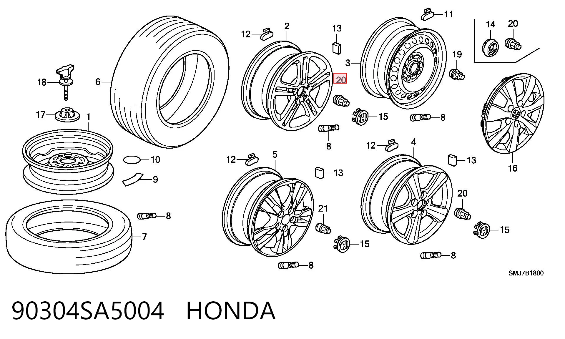 Nakrętka koła do Honda Civic X FC, FK