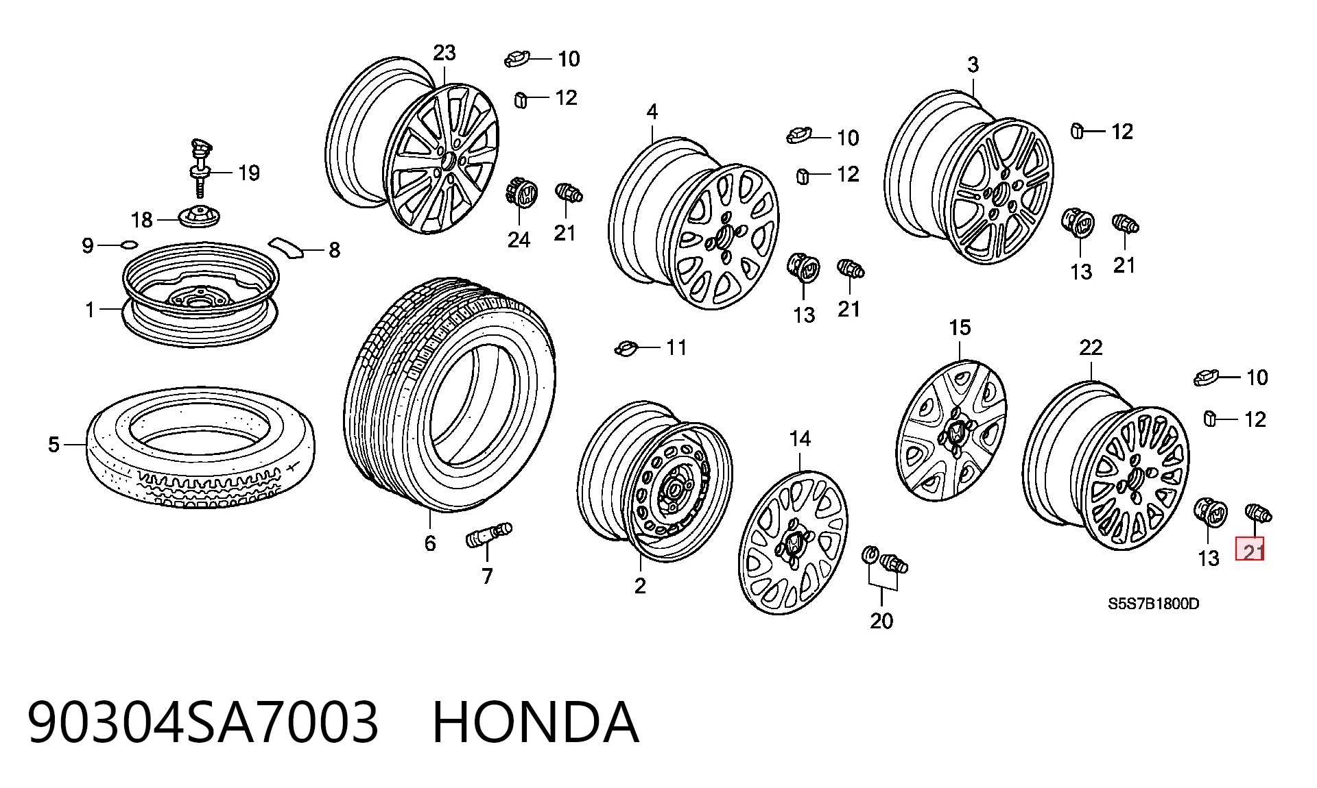  Nakrętka koła Honda Civic 10