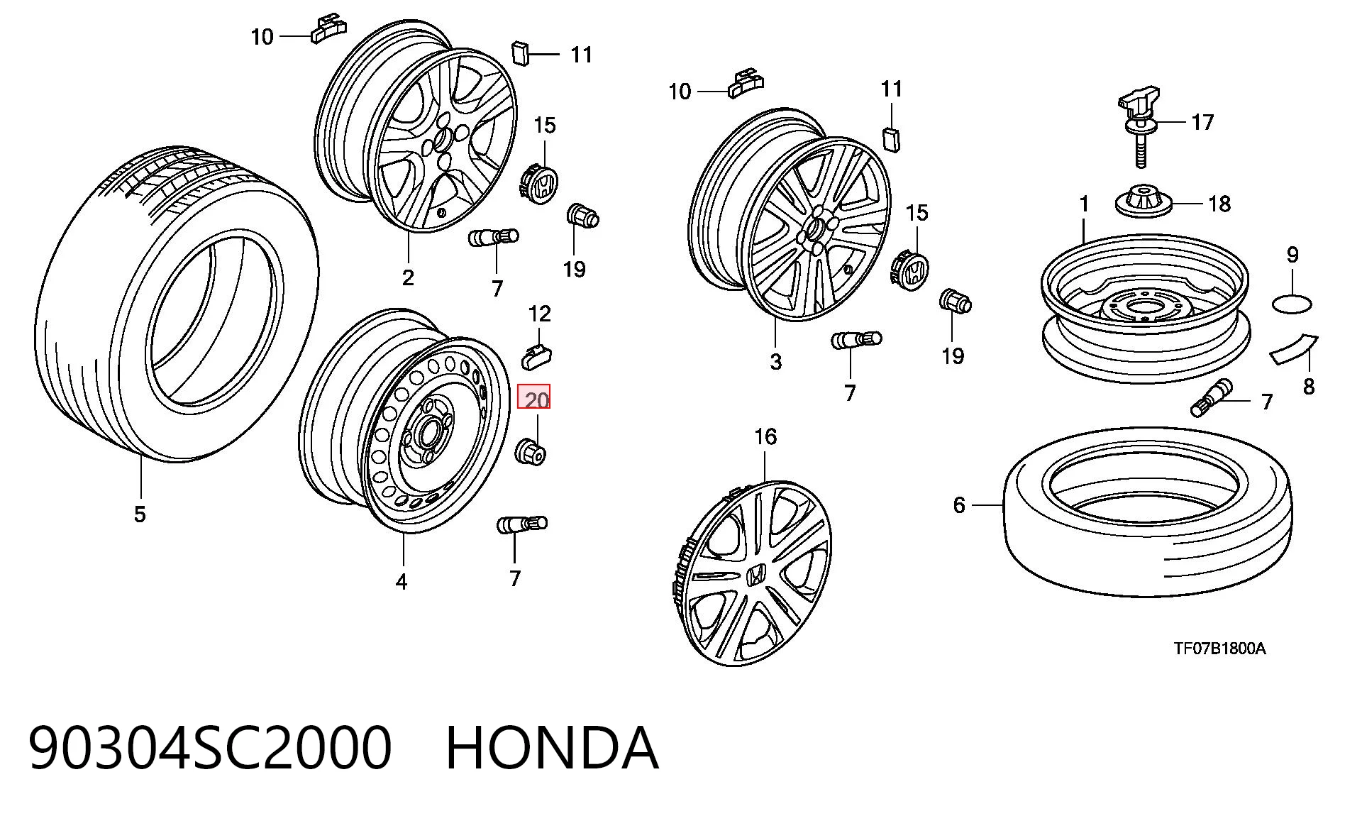 Do koszyka Nakrętka koła Honda Civic VI EJ9, EK3/4