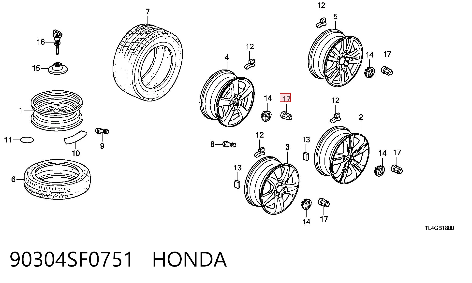 Do koszyka Nakrętka koła Honda Prelude V BB