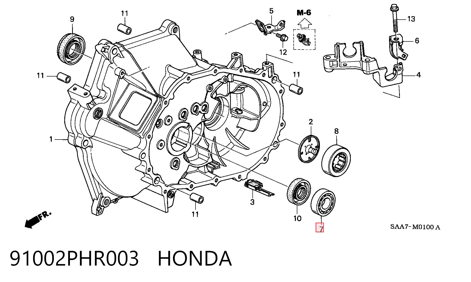 91002PHR003 Honda Łożysko wału sprzęgłowego skrzyni biegów
