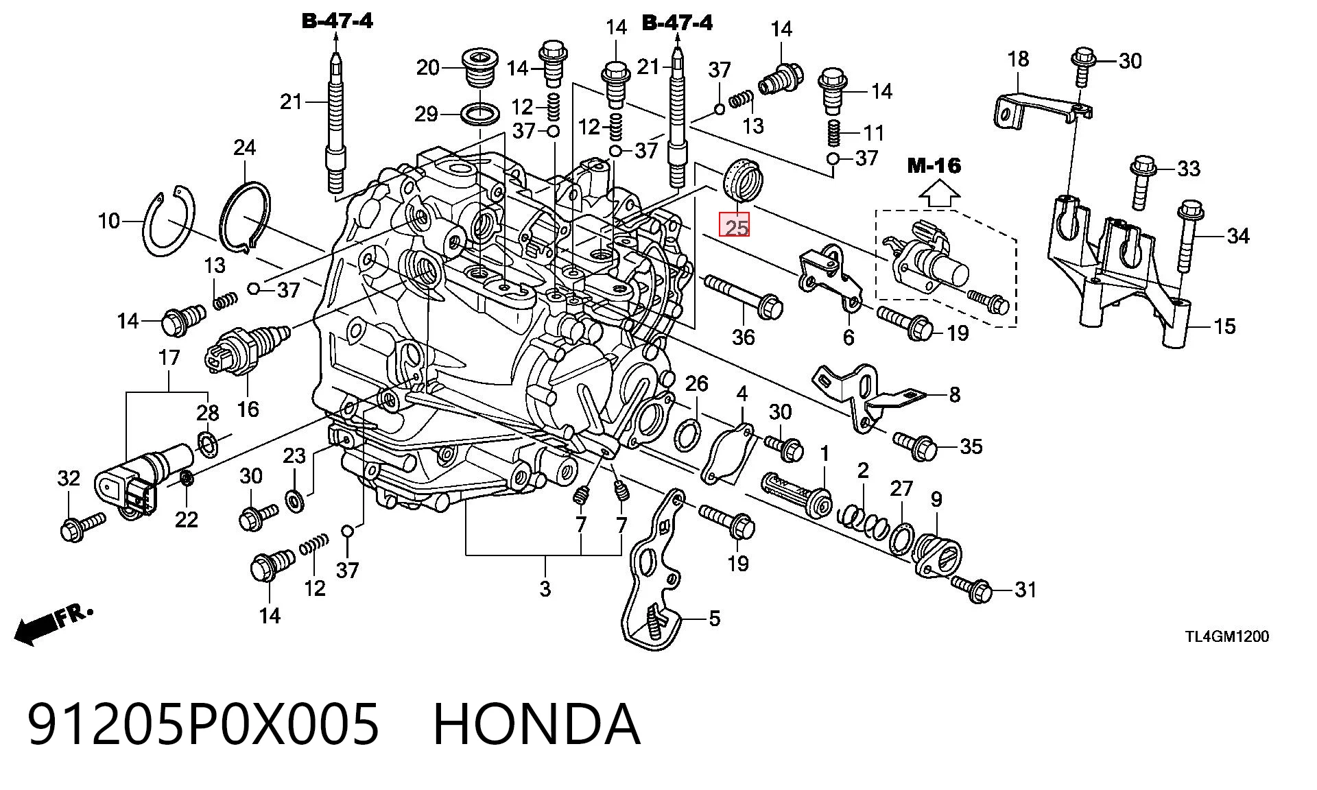91205P0X005 Honda Uszczelniacz półosi lewej mostu przedniego