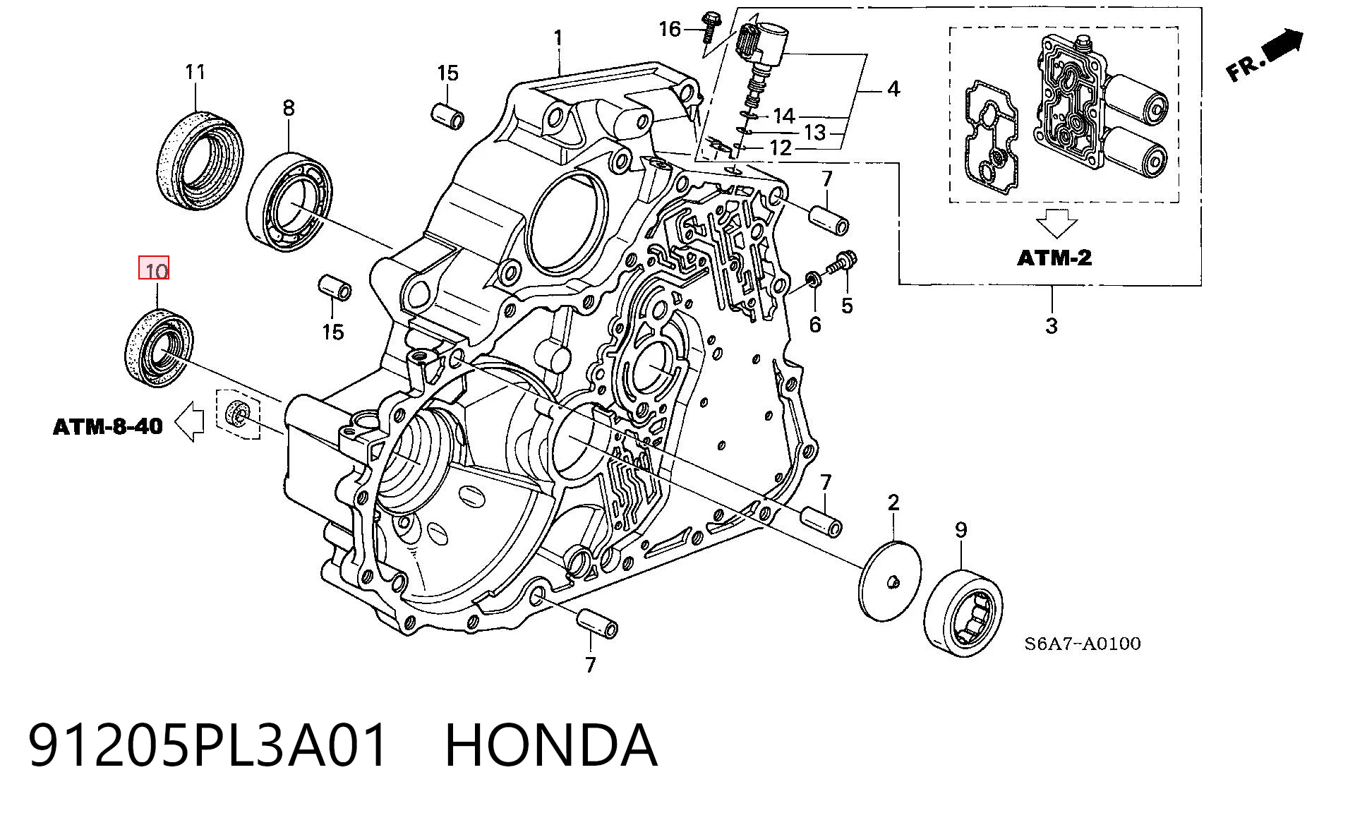 91205PL3A01 Honda Uszczelniacz półosi lewej mostu przedniego