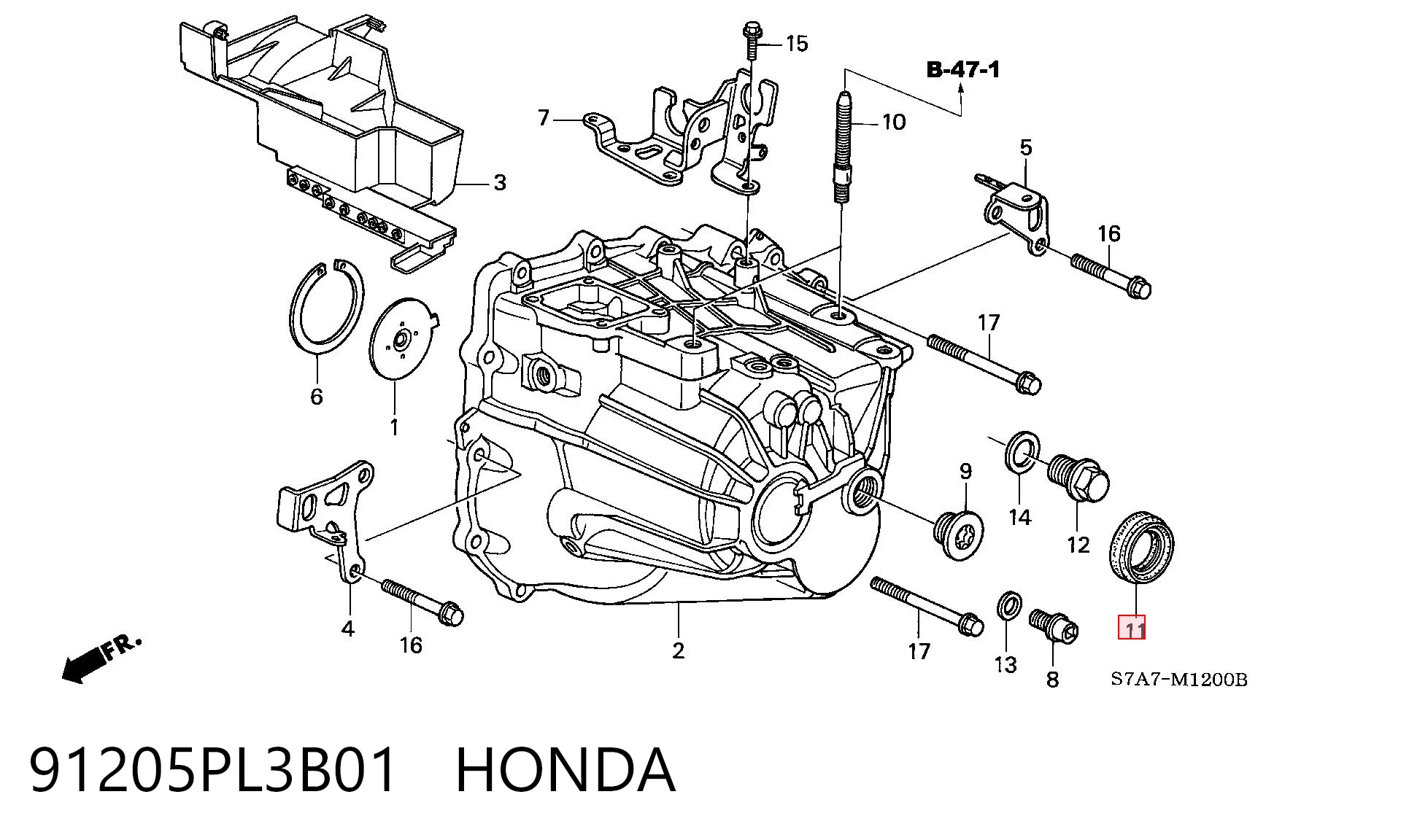 91205PL3B01 Honda Uszczelniacz półosi lewej mostu przedniego