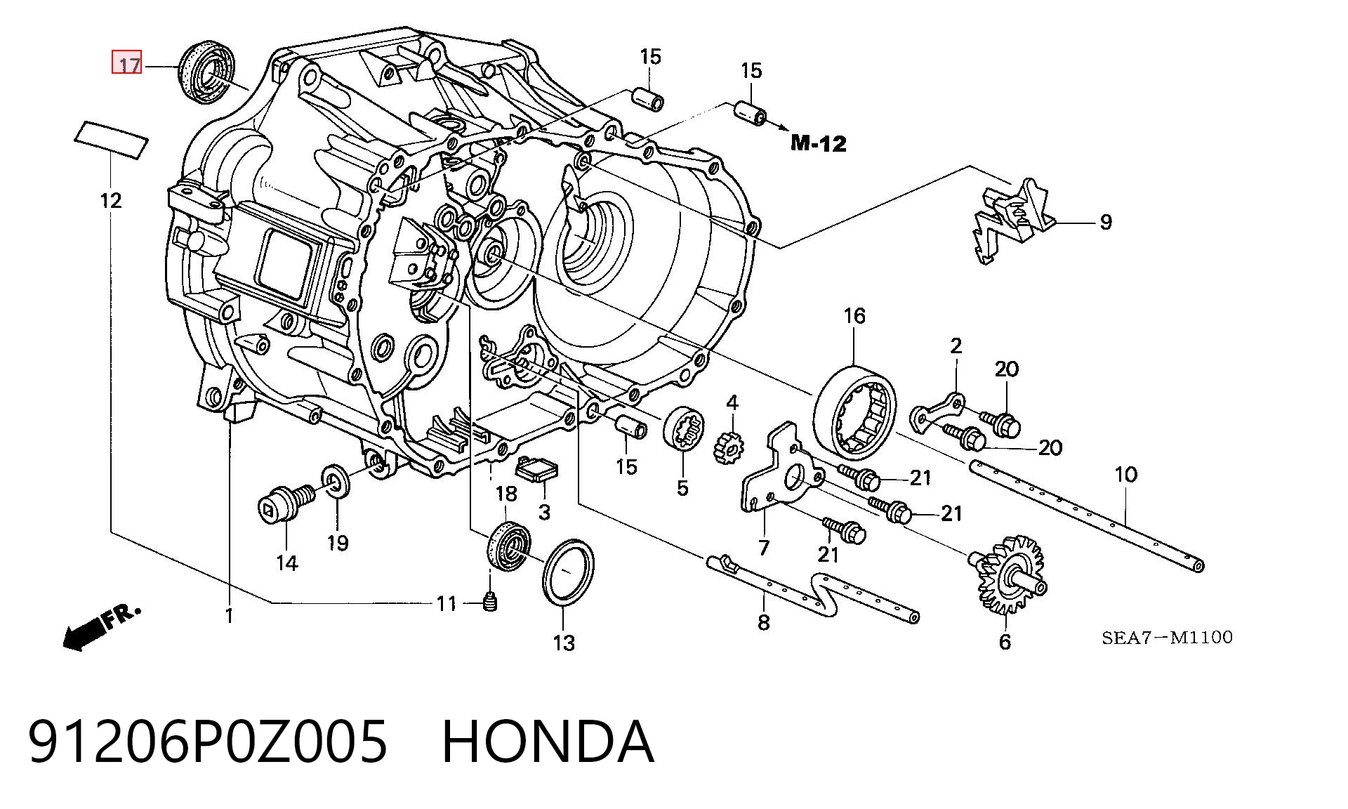 91206P0Z005 Honda Uszczelniacz półosi prawej mostu przedniego