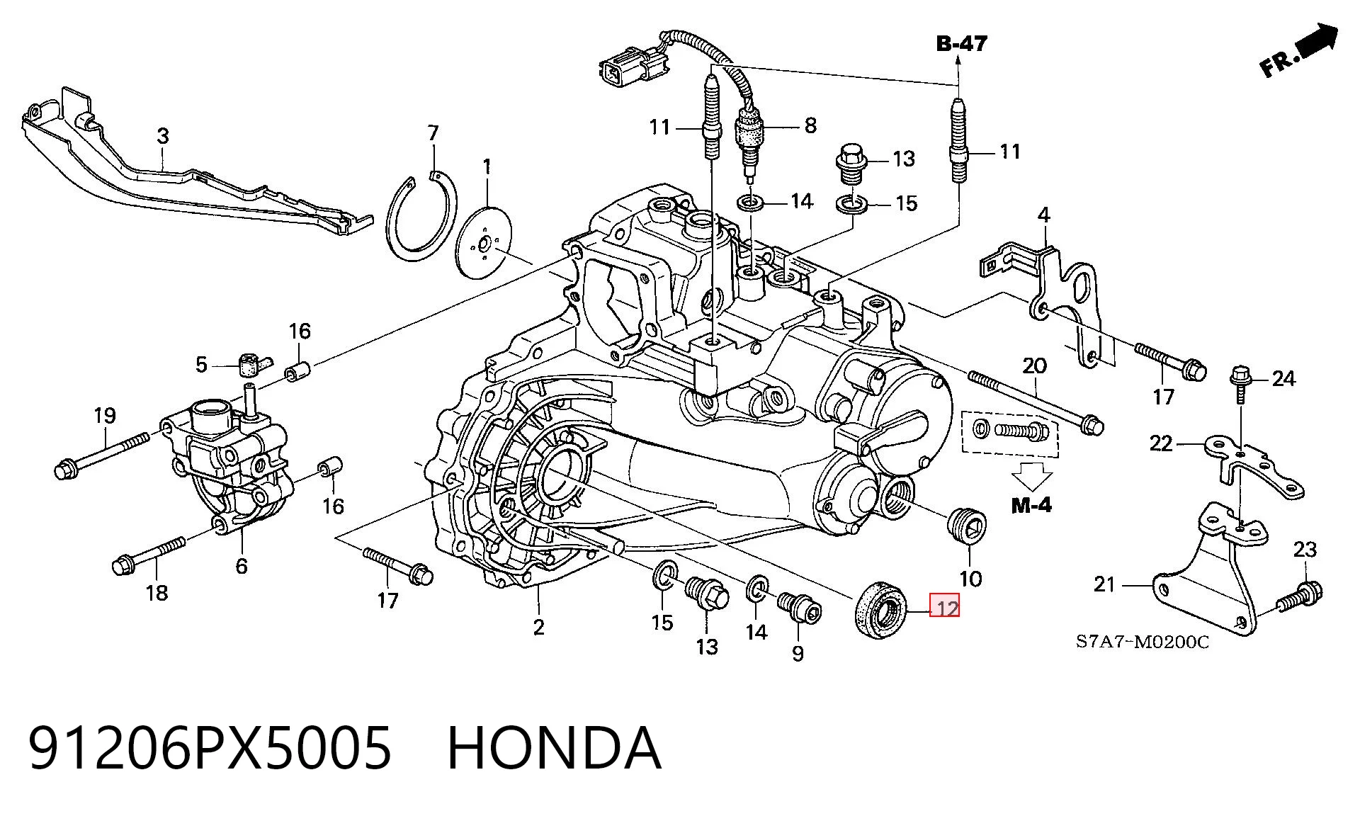 91206PX5005 Honda Uszczelniacz półosi prawej mostu przedniego