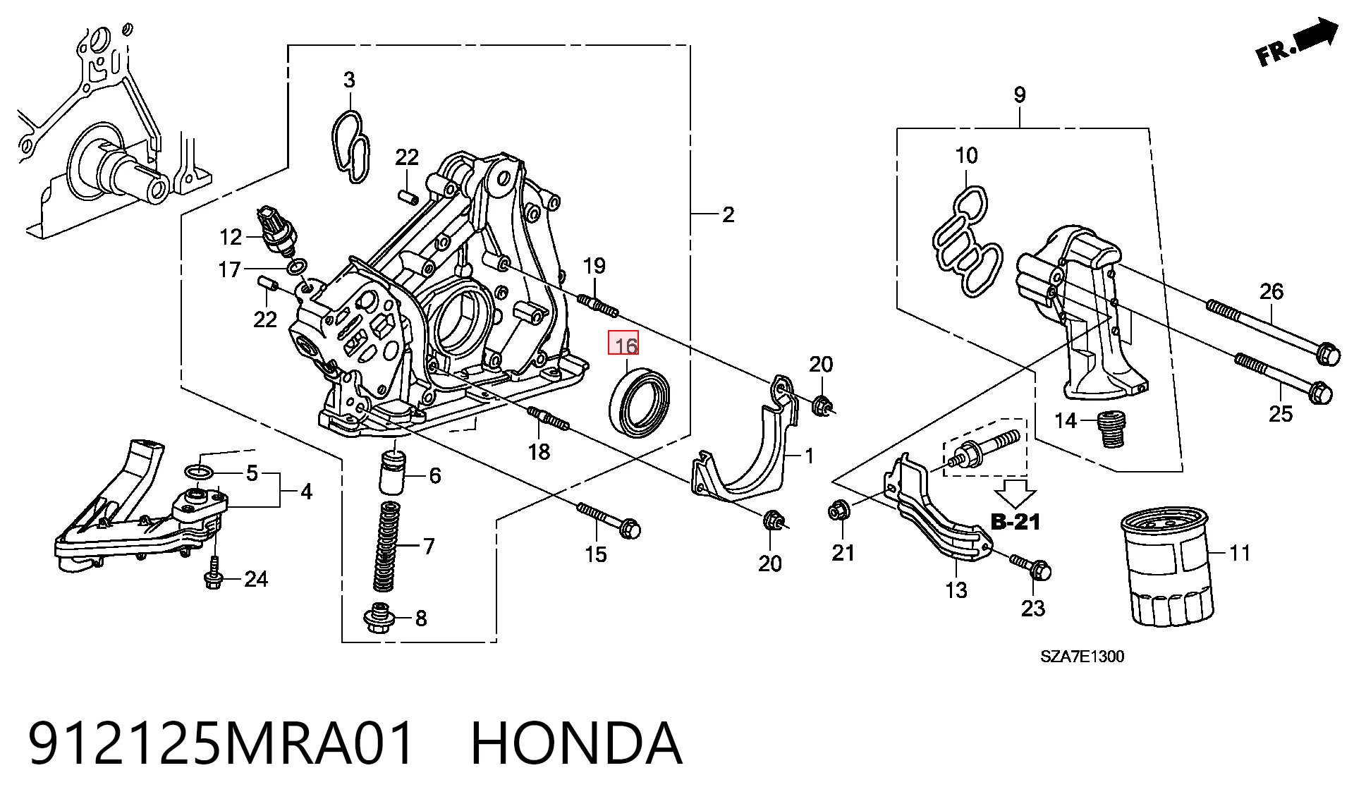 912125MRA01 Honda Uszczelniacz wału korbowego przedni