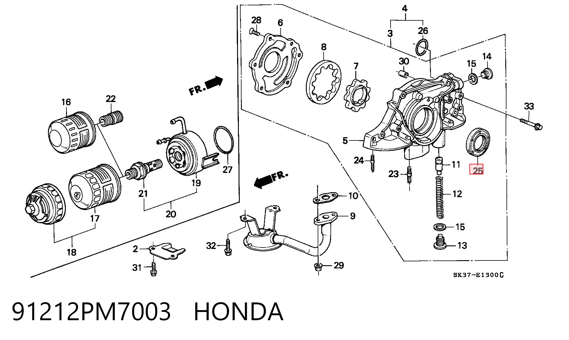 91212PM7003 Honda Uszczelniacz wału korbowego przedni