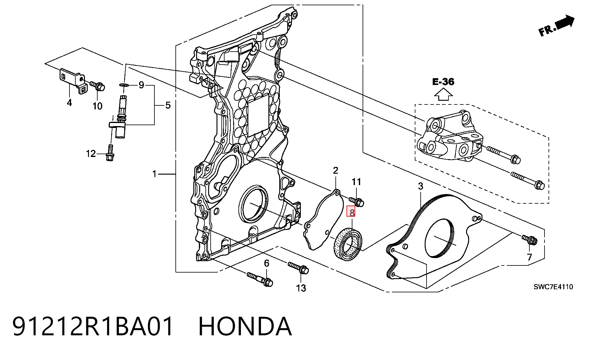  Uszczelniacz wału korbowego przedni Honda Civic 8