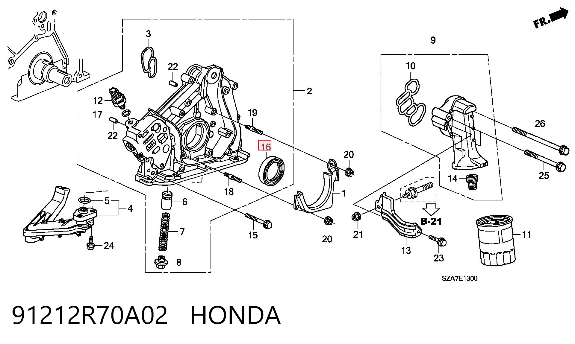 91212R70A02 Honda Uszczelniacz wału korbowego przedni