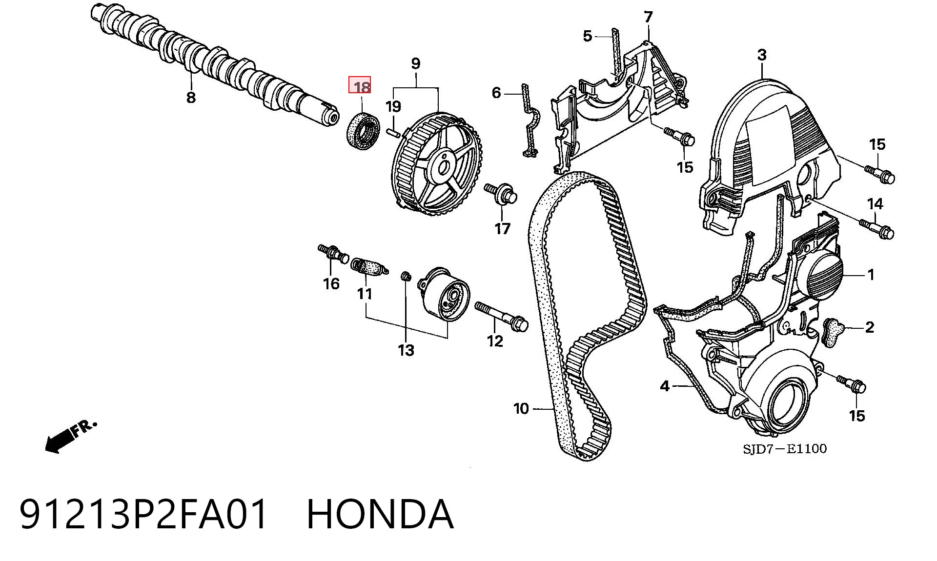 91213P2FA01 Honda Uszczelniacz wałka rozrządu silnika