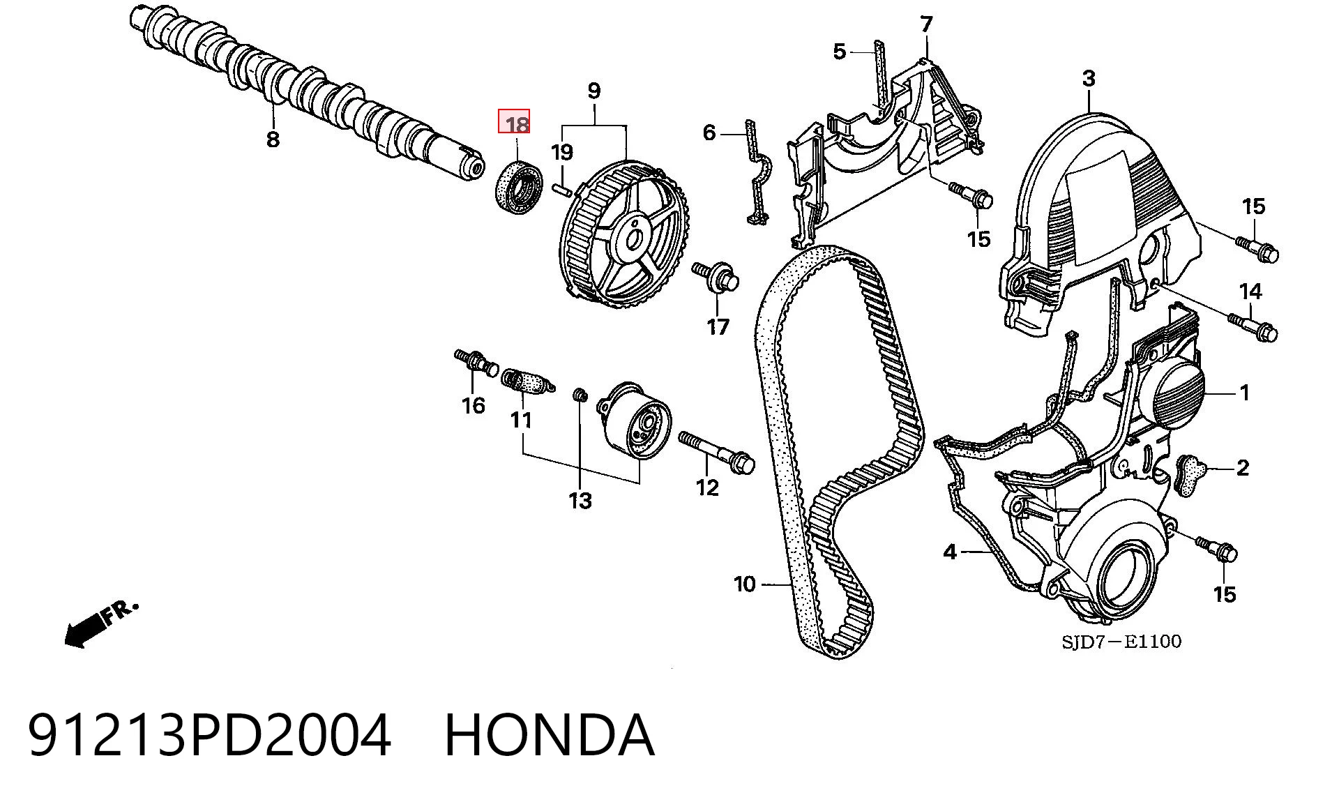 91213PD2004 Honda Uszczelniacz wałka rozrządu silnika