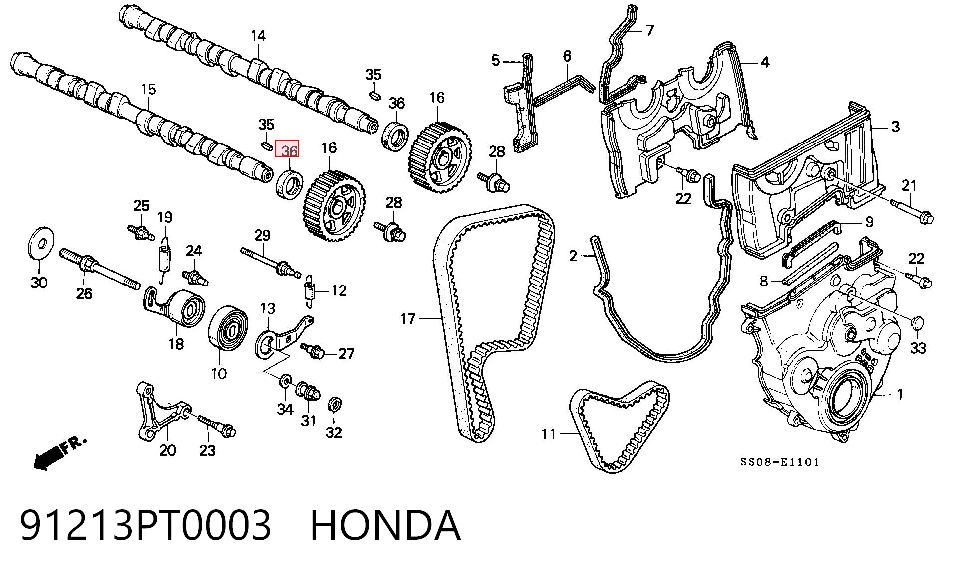 91213PT0003 Honda Uszczelniacz wałka rozrządu silnika