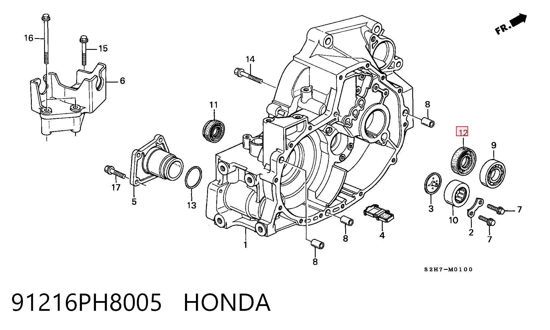 91216PH8005 Honda Uszczelniacz automatycznej/mechanicznej slrzyni biegów (wału wejściowego/sprzęgłowego)