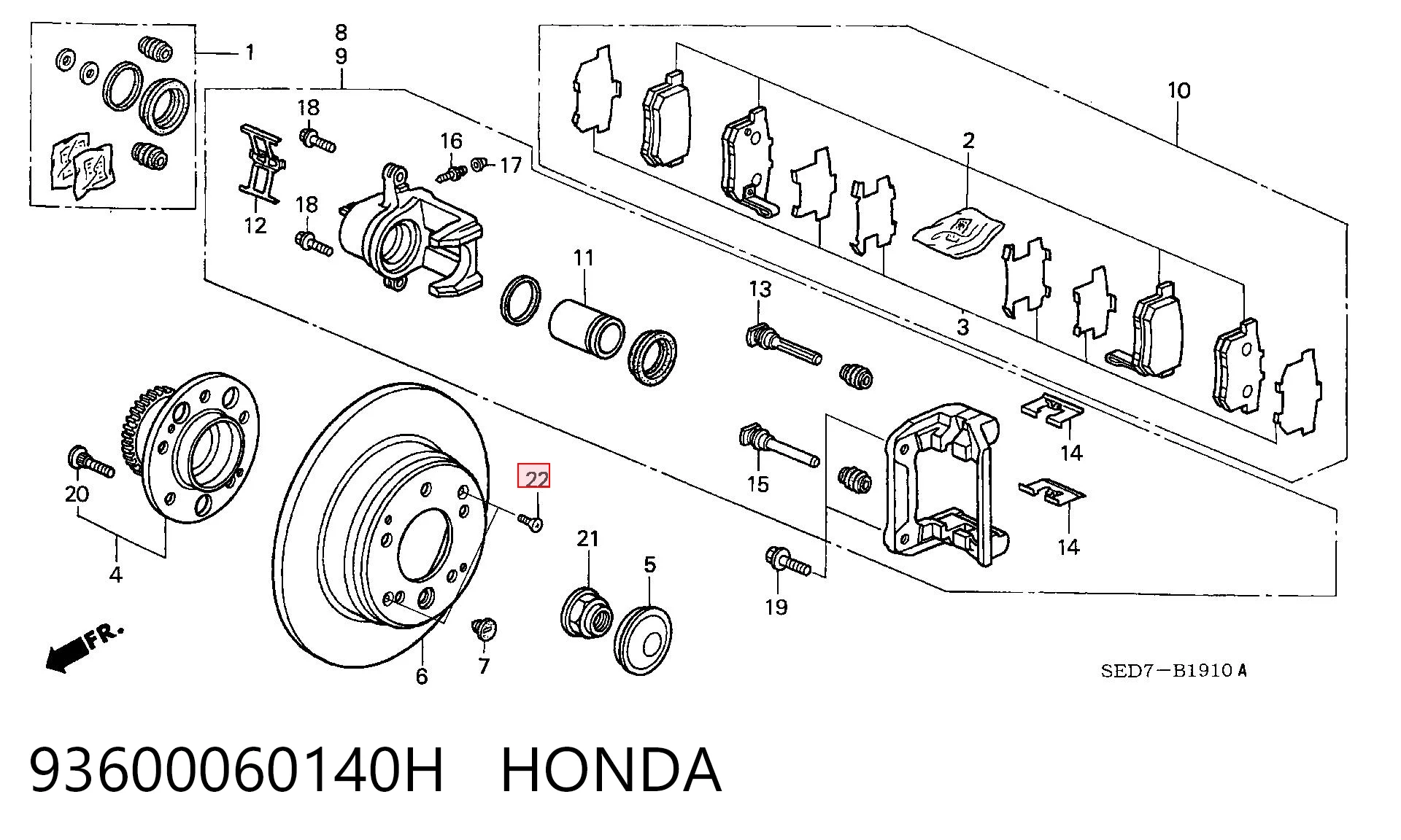 Śruba tarczy hamulcowej 93600060140H Hyundai/Kia
