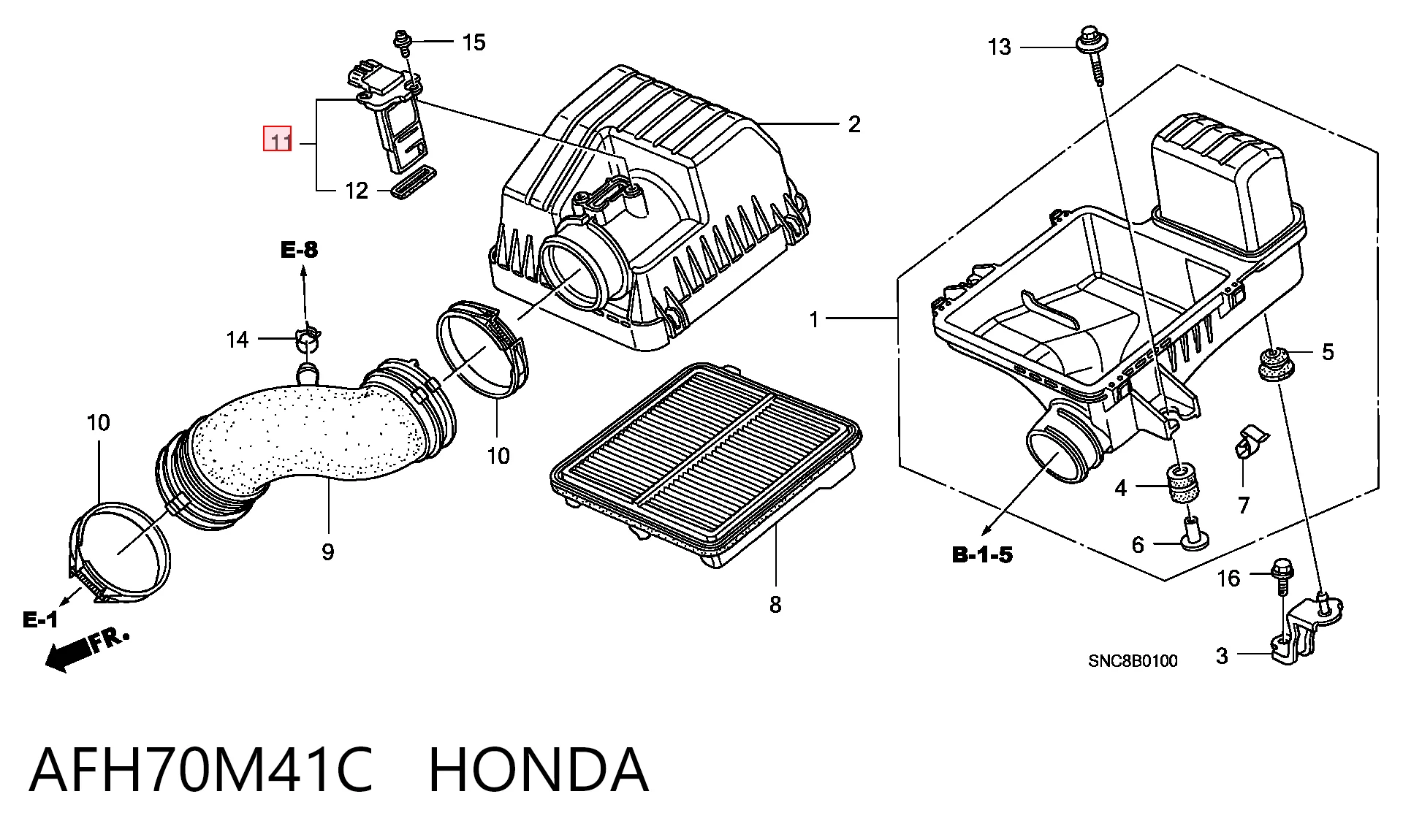 Do koszyka Czujnik przepływu powietrza, przepływomierz powietrza M.A.F. Honda Civic VIII FD, FA