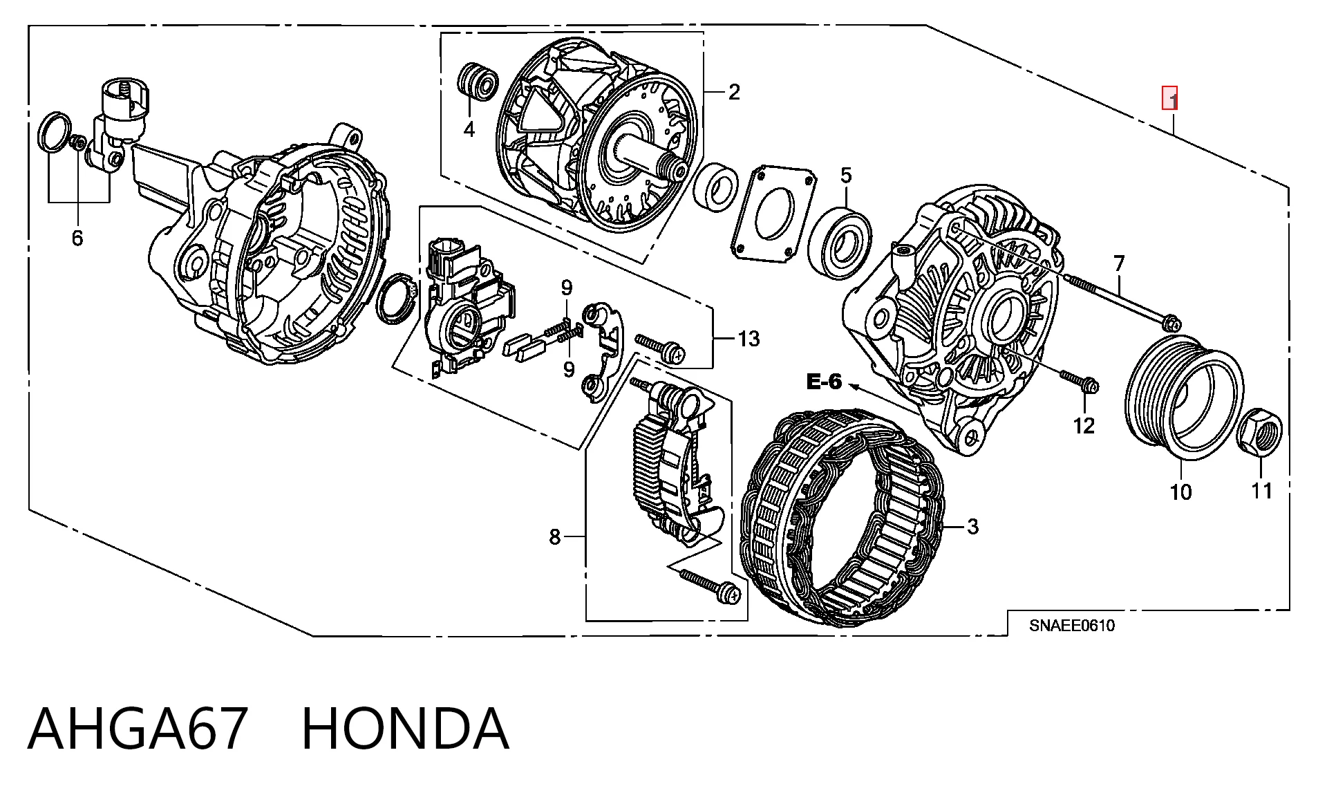 AHGA67 Honda Alternator