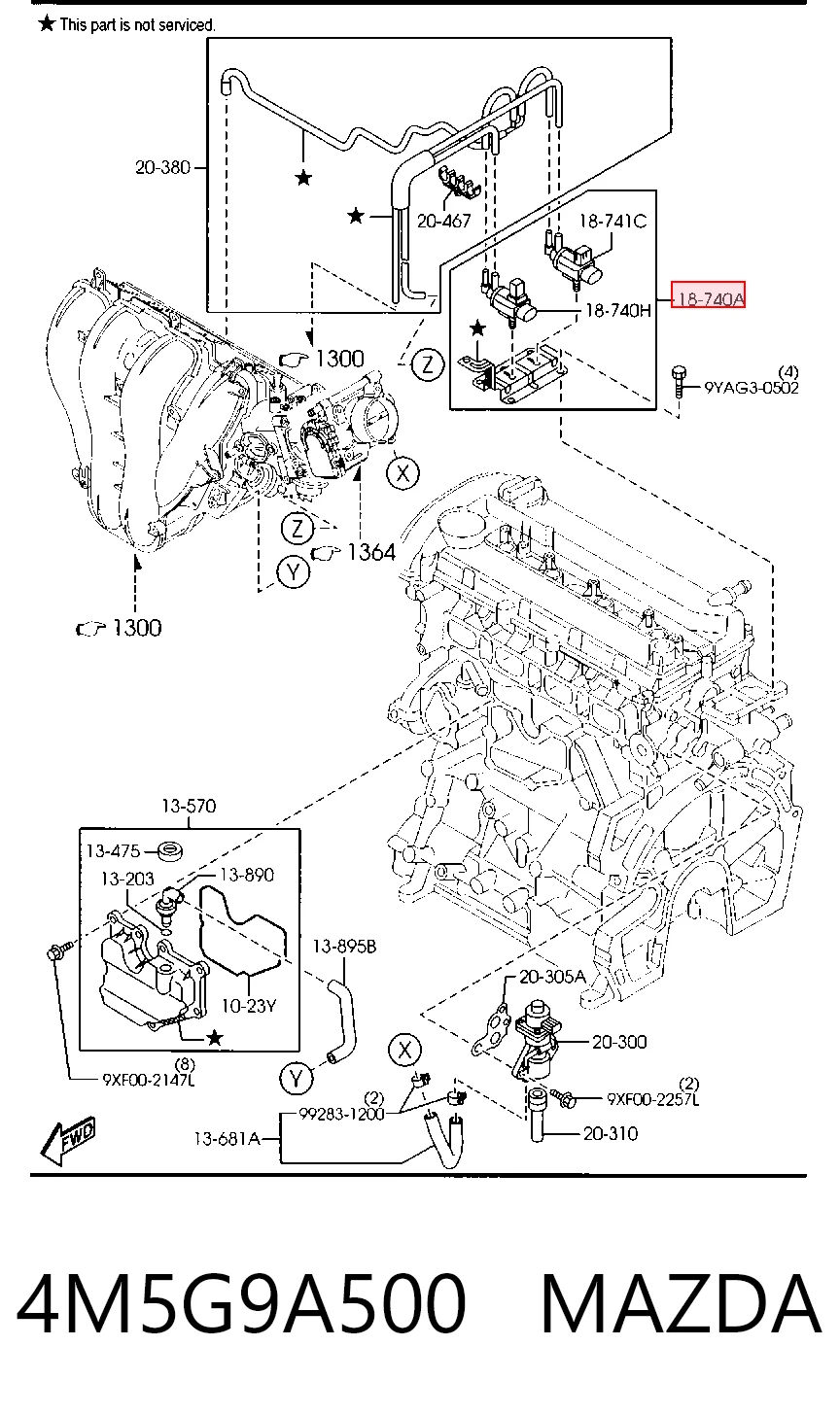4M5G9A500 Mazda Zawór elektromagnetyczny regulacji klapy EGR