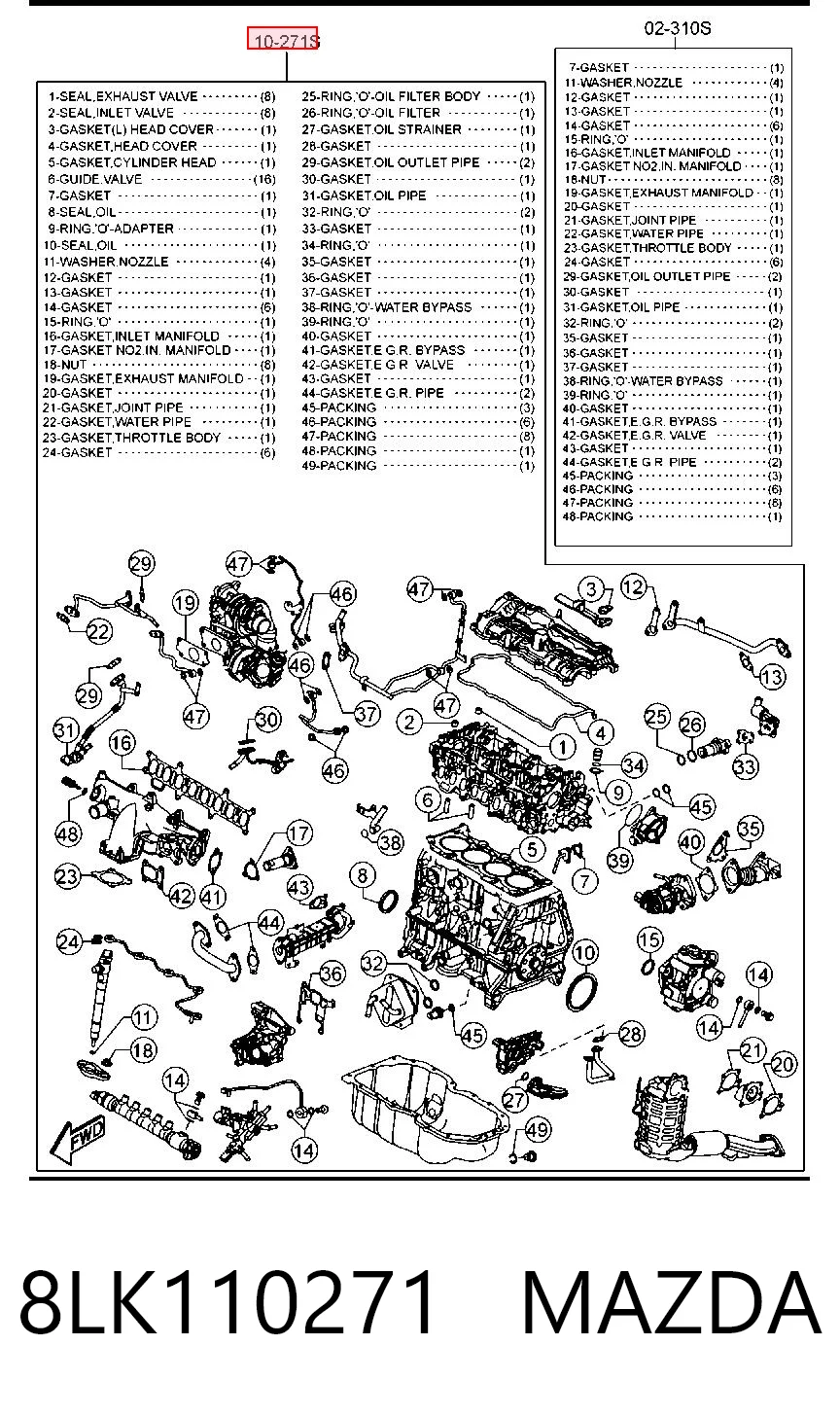 8LK110271 Mazda Zestaw uszczelek silnika pełny