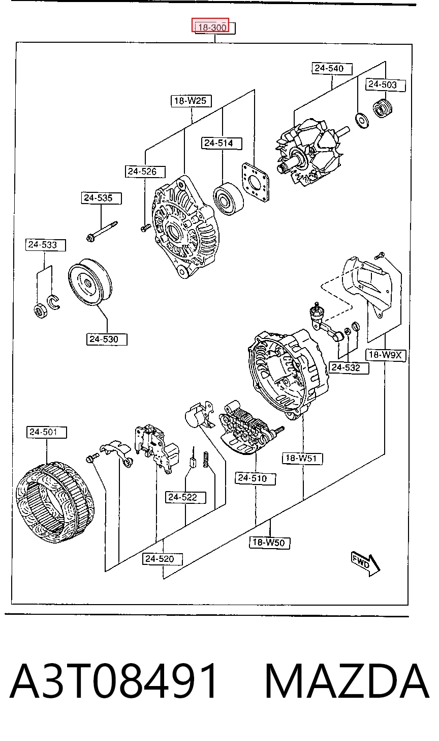 A3T08491 Mazda Alternator