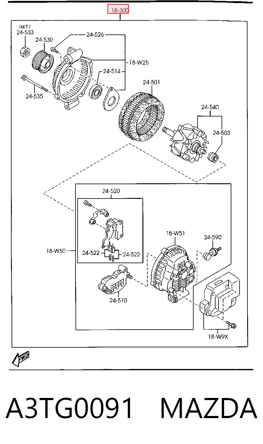 A3TG0091 Mazda Alternator