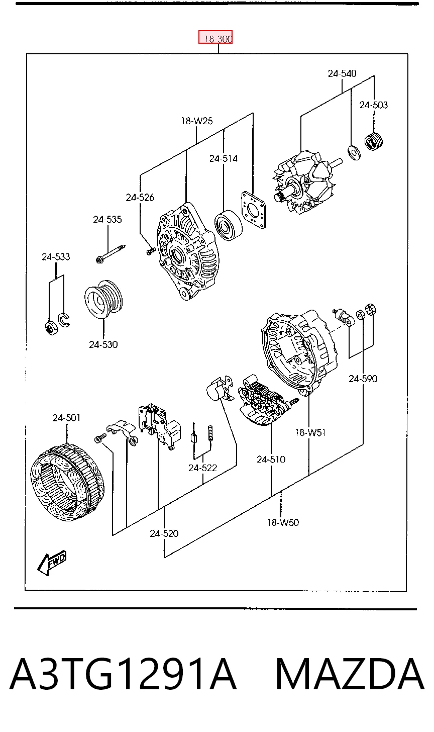 A3TG1291A Mazda Alternator