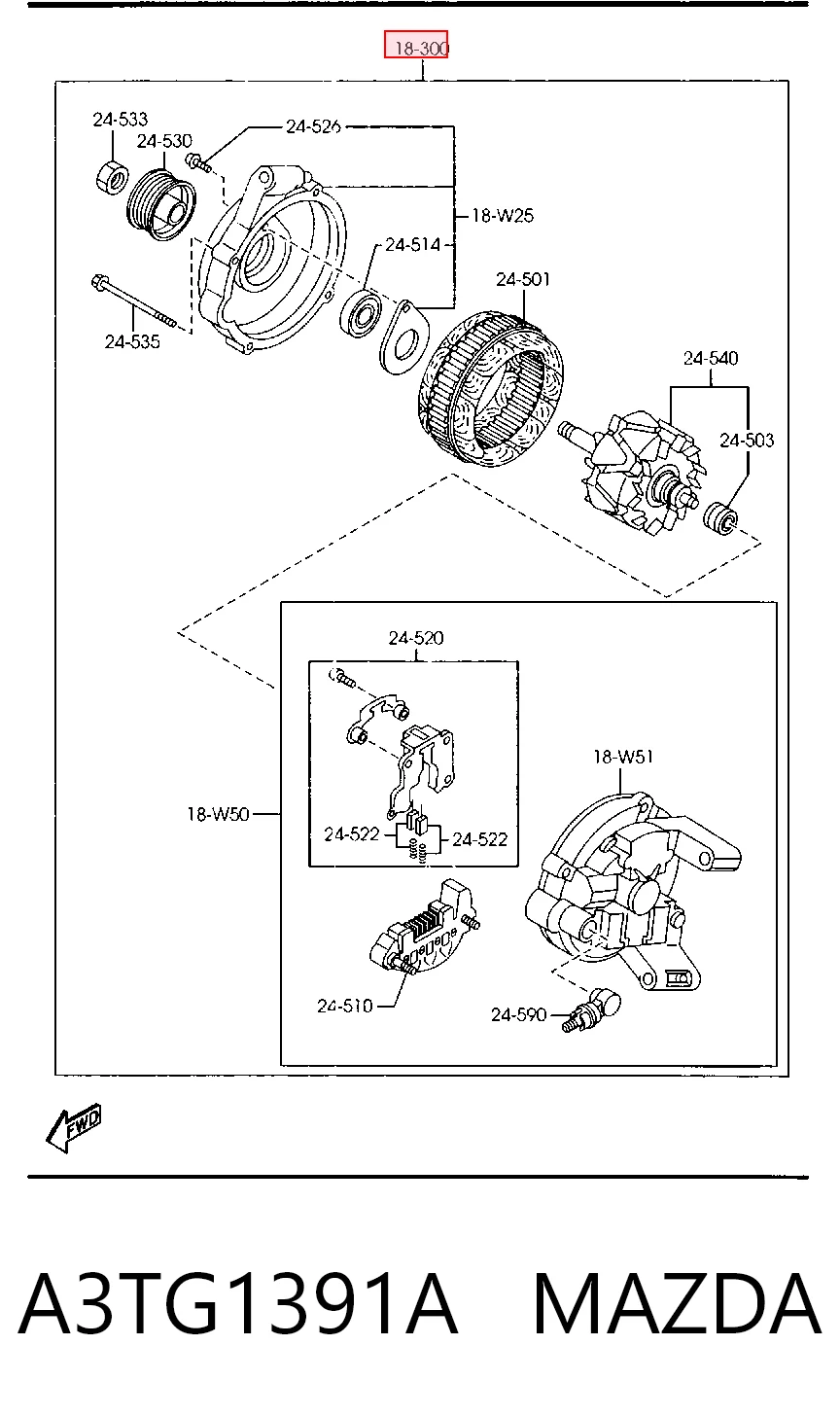 A3TG1391A Mazda Alternator