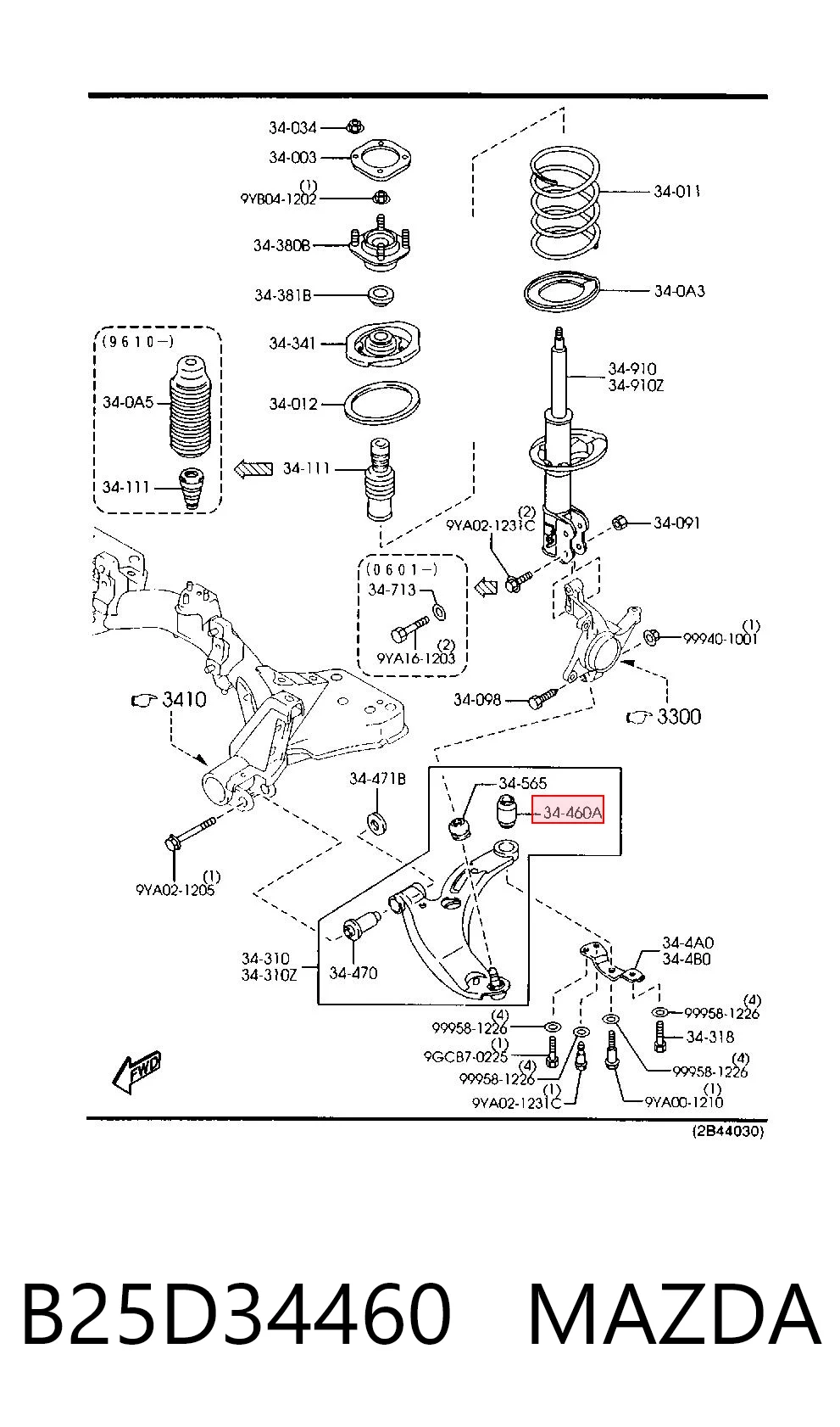 B25D34460 Mazda Silentblock przedniego wahacza dolnego