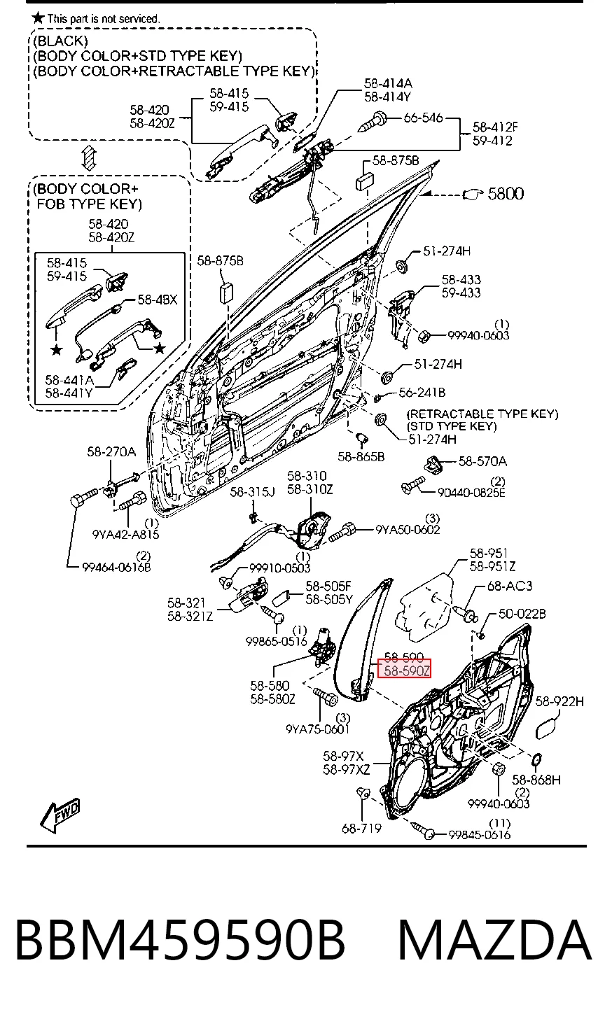 Do koszyka Mechanizm podnoszenia szyby drzwi przednich lewych Mazda 3  BL