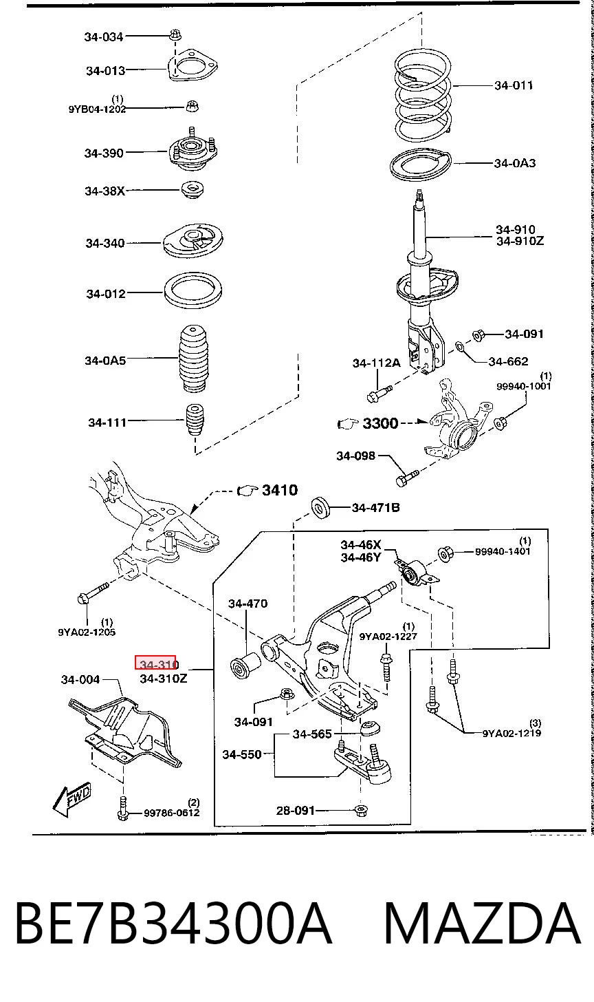 Wahacz zawieszenia przedniego dolny prawy Mazda 323 F V hatchback (BA) (1994 - 1998) cena, od 60,36 USD