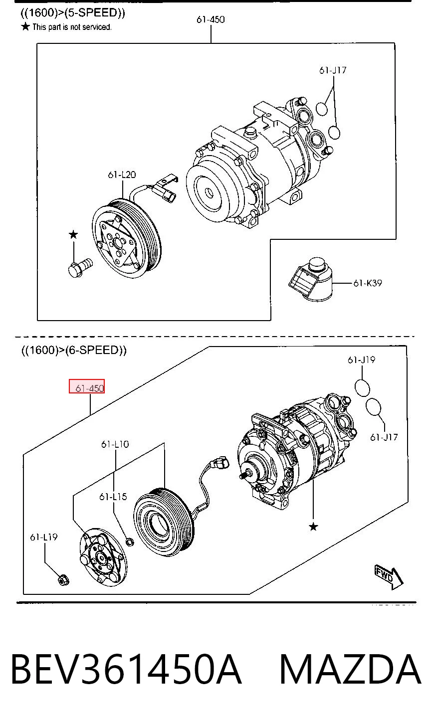 BEV361450A Mazda Sprężarka klimatyzacji