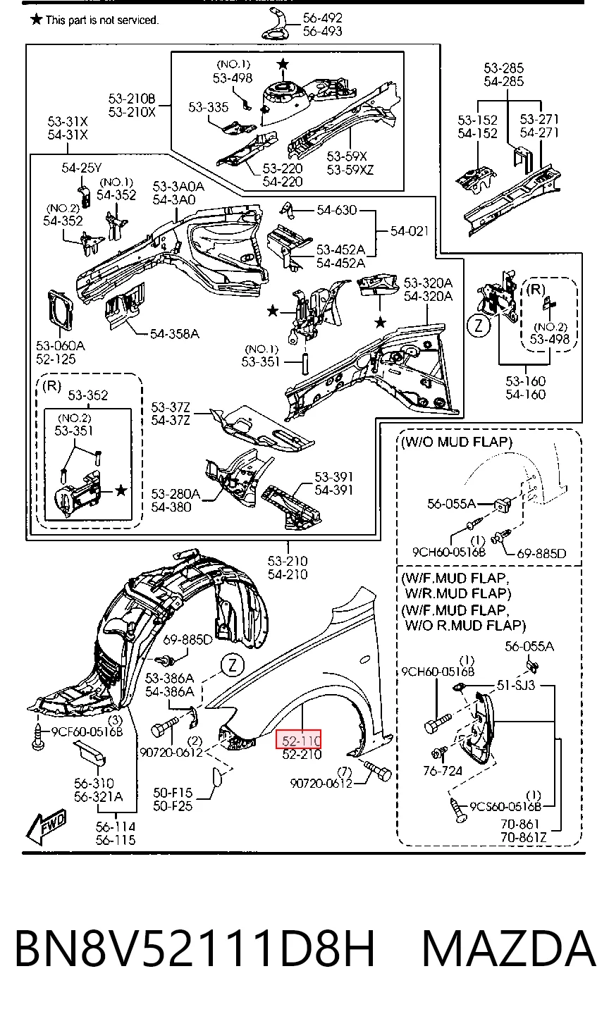 Błotnik przedni prawy do Mazda 3  BK12