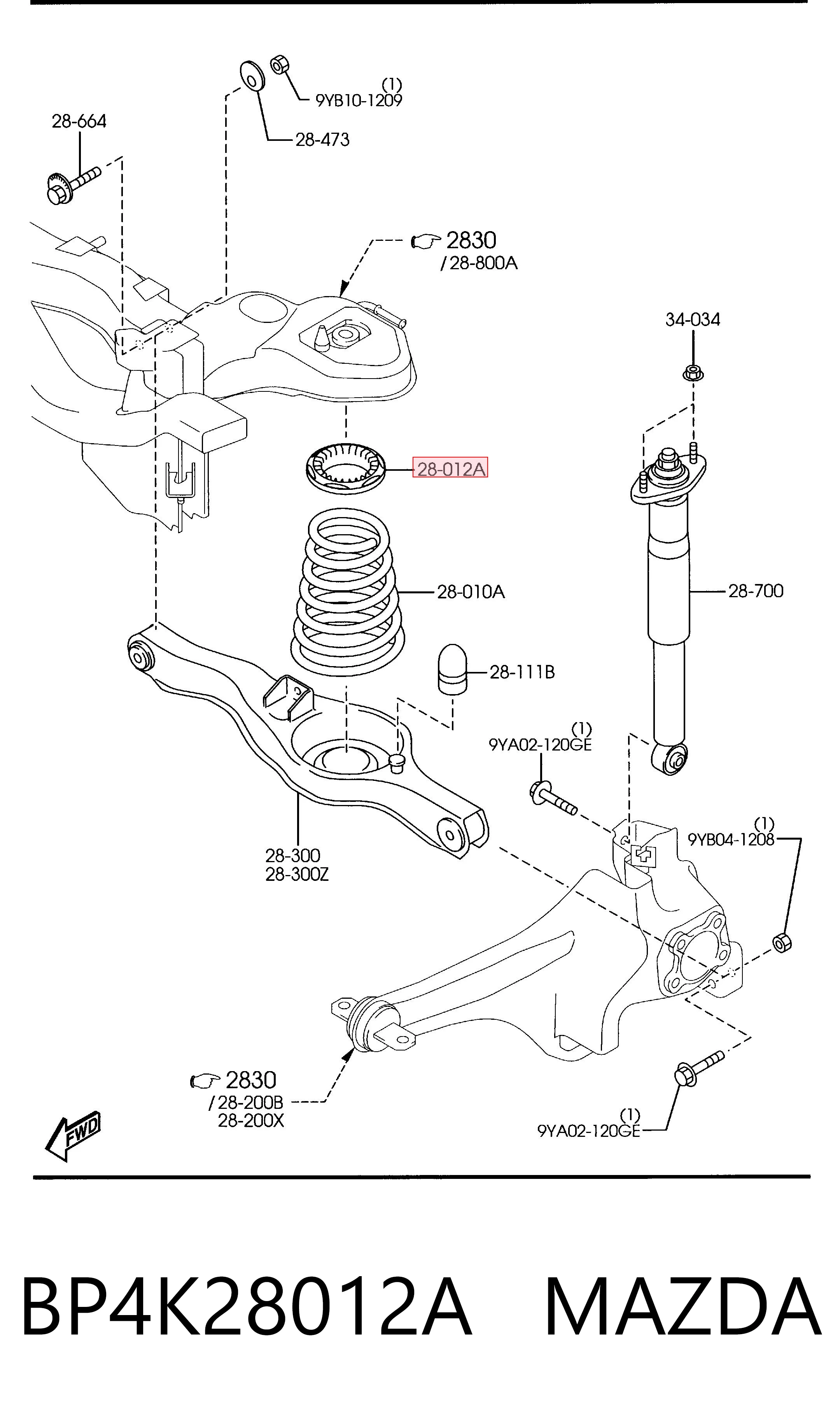 BP4K28012A Mazda Pierścień gumowy sprężyny tylnej górny