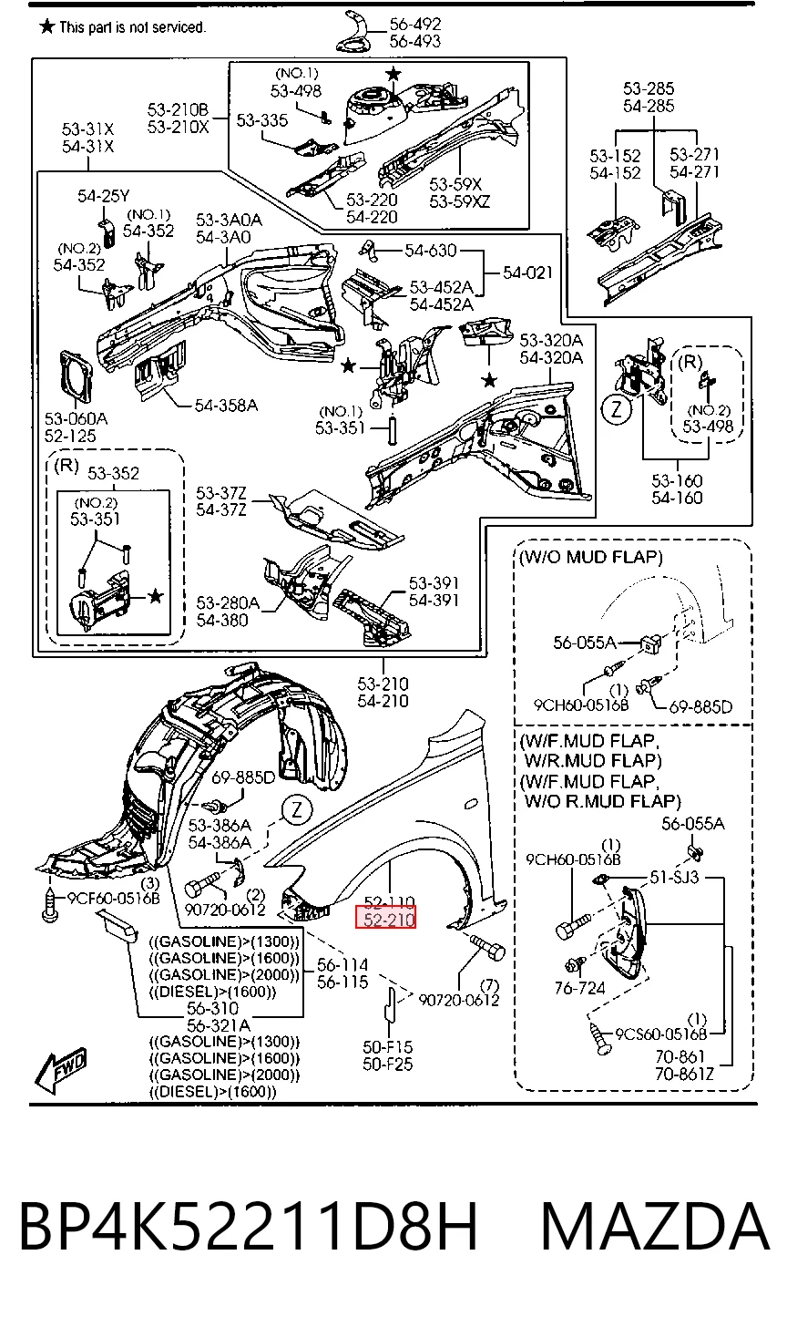 Błotnik przedni lewy Mazda 3 hatchback (BK) (2003 - 2009) cena, od 122,63 USD
