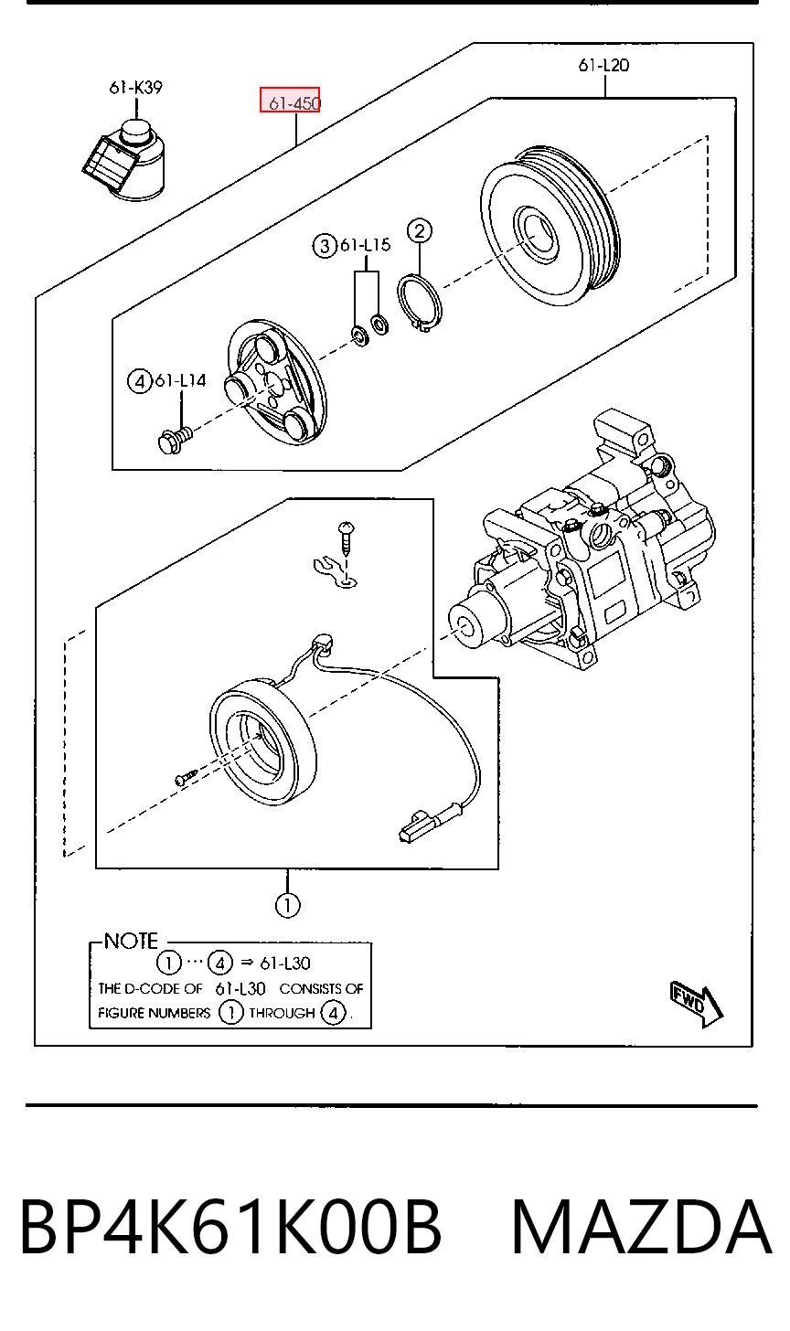 BP4K61K00B Mazda Sprężarka klimatyzacji