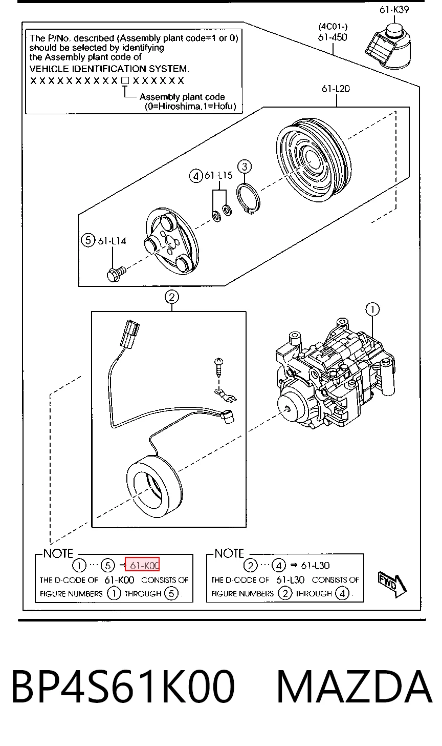 BP4S61K00 Mazda Sprężarka klimatyzacji