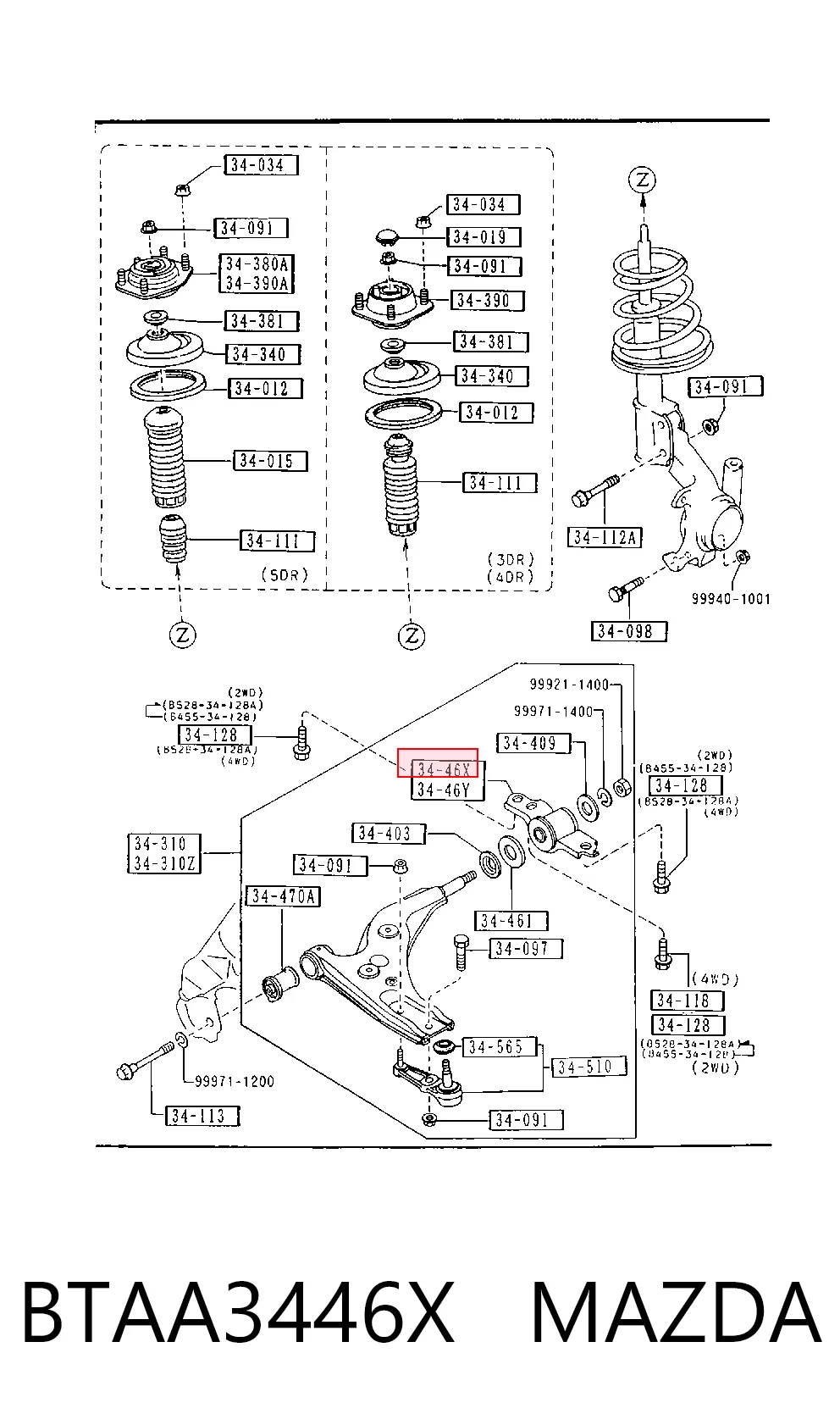 Silentblock przedniego wahacza dolnego do Mazda 323 S IV BG