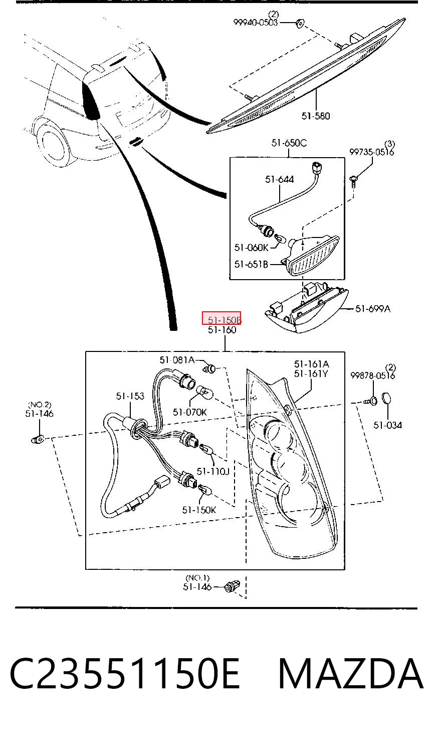 Lampa zespolona tylna prawa do Mazda 5 I CR