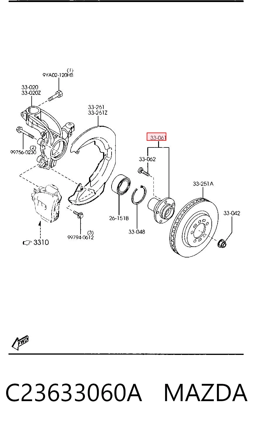 C23633060A Mazda Piasta przednia