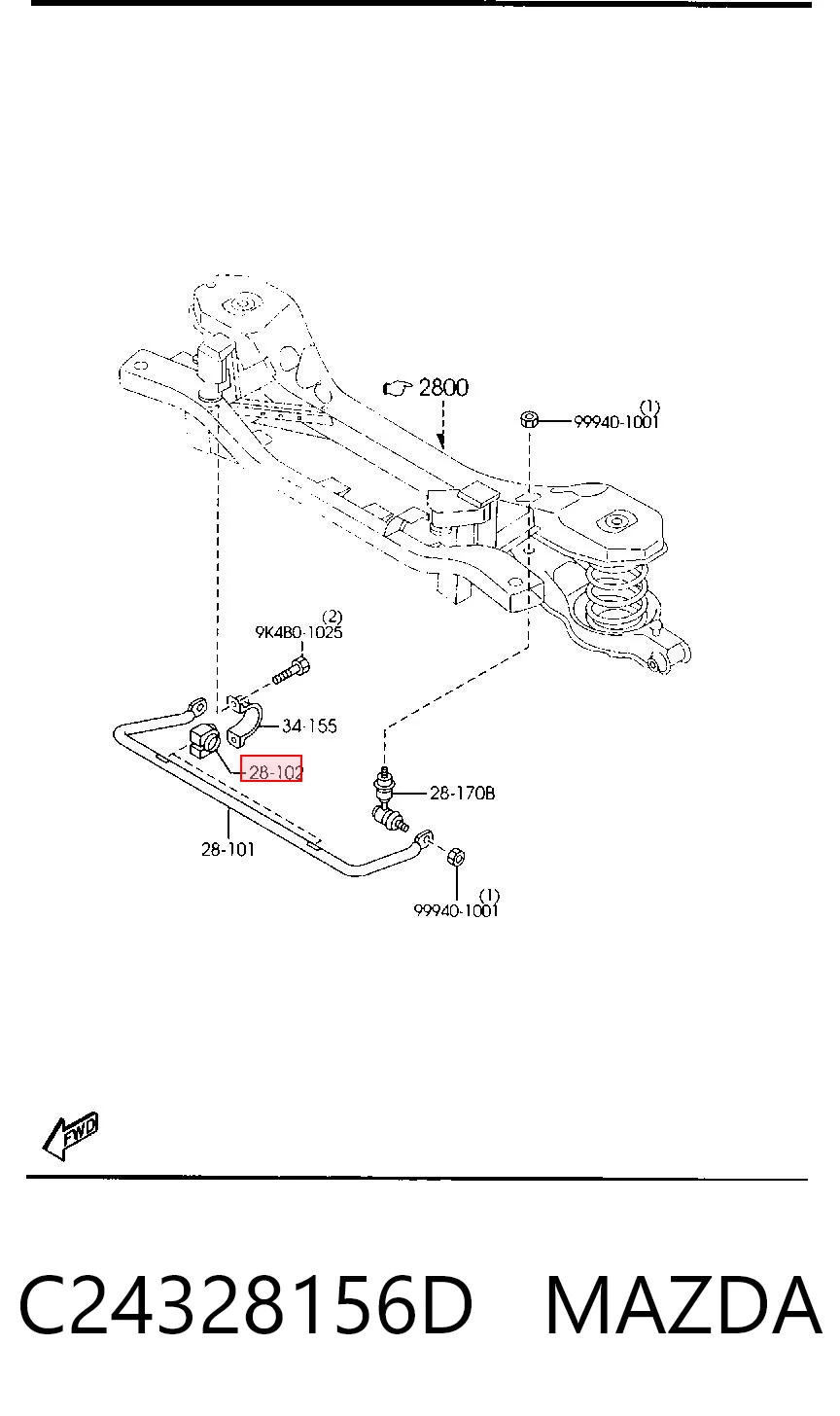 C24328156D Mazda Tuleja stabilizatora tylnego