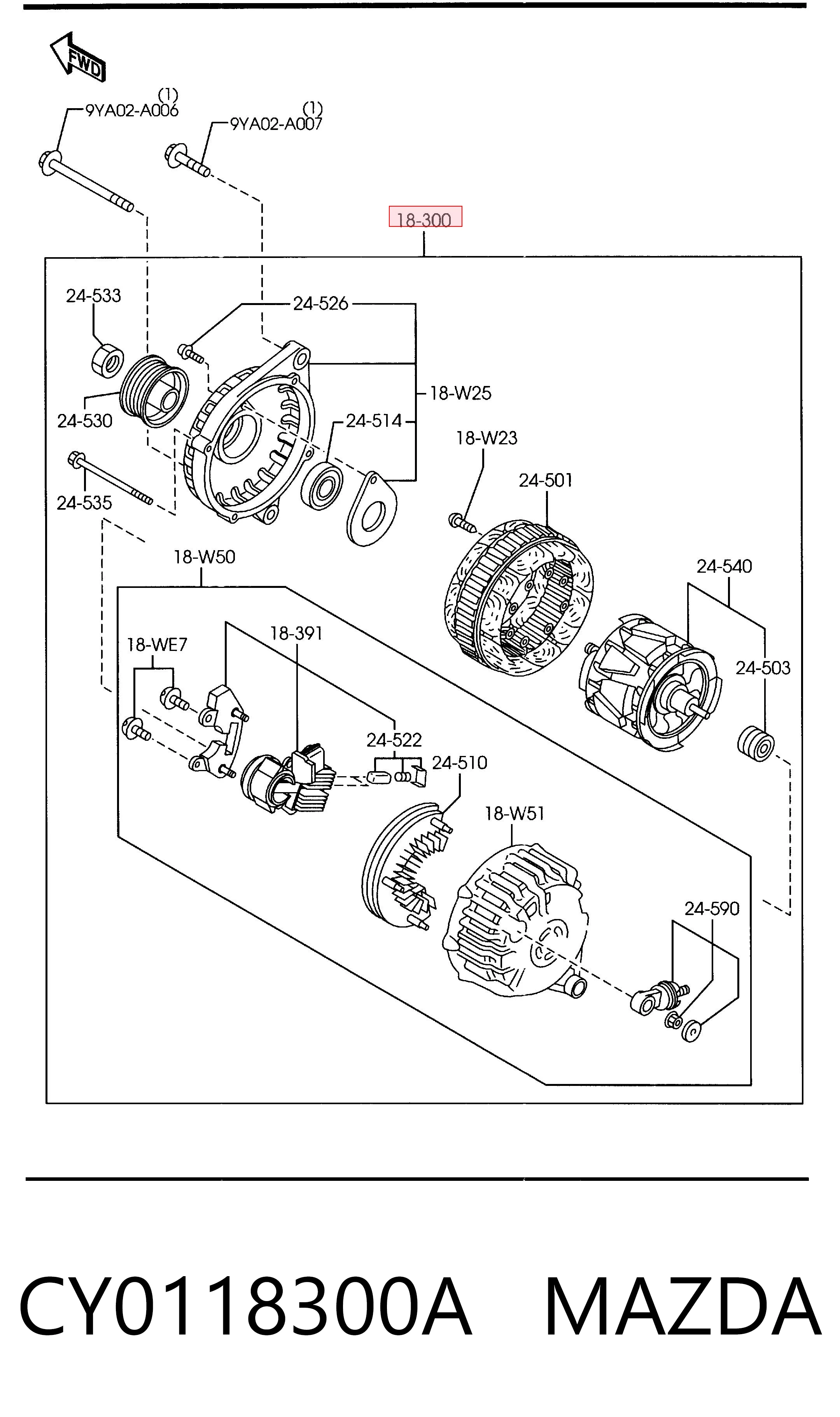 CY0118300A Mazda Alternator