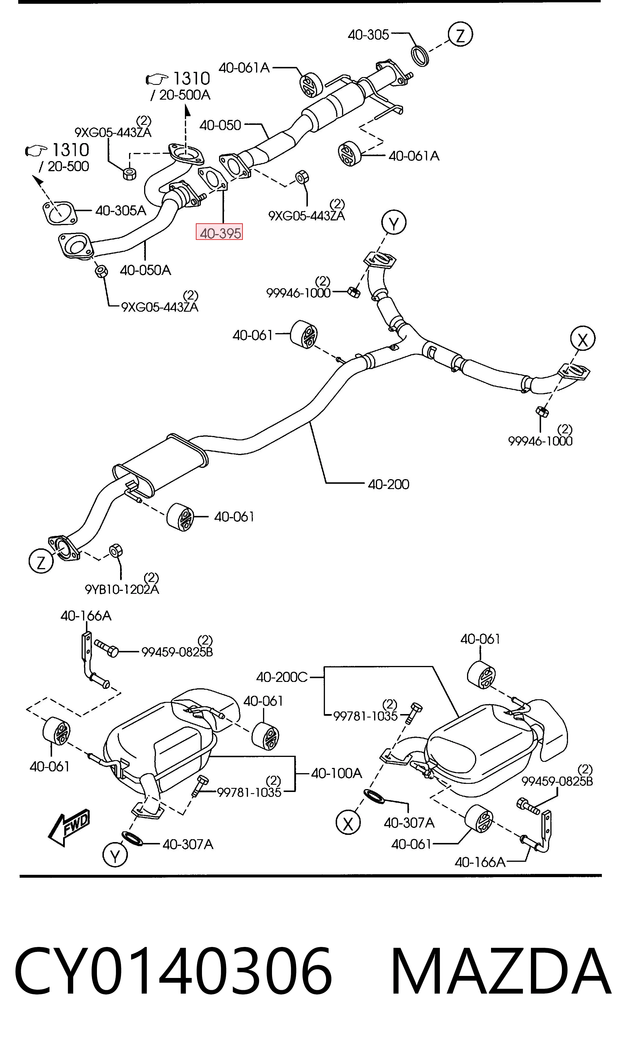 Uszczelka rury odbiornika tłumika do Mazda CX-9 TB