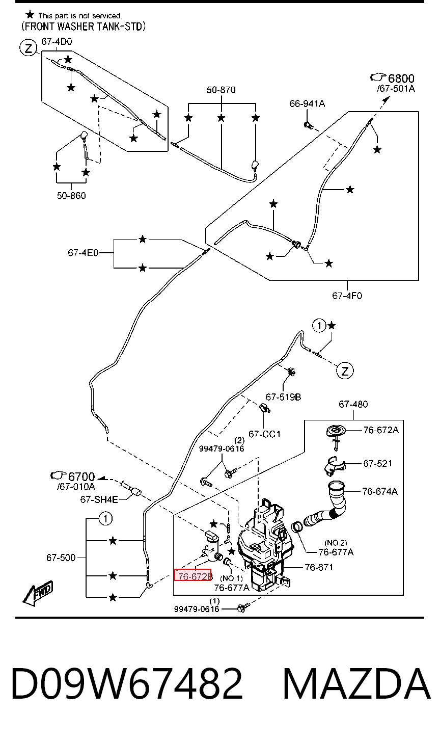 D09W67482 Mazda Pompka spryskiwacza szyby przedniej/tylnej