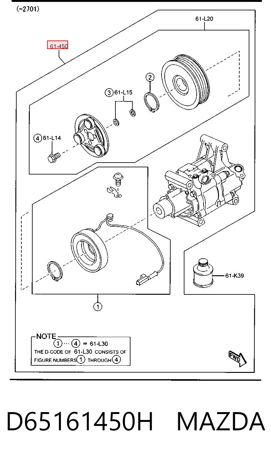 D65161450H Mazda Sprężarka klimatyzacji