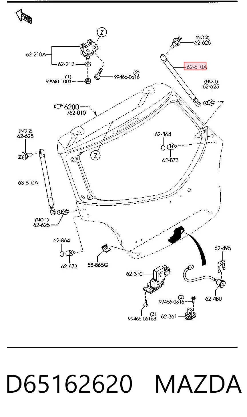 Amortyzator klapy bagażnika (3/5 drzwi-tylnych) Mazda 2 II hatchback (DE) (2007 - 2014) cena, od 16,19 USD